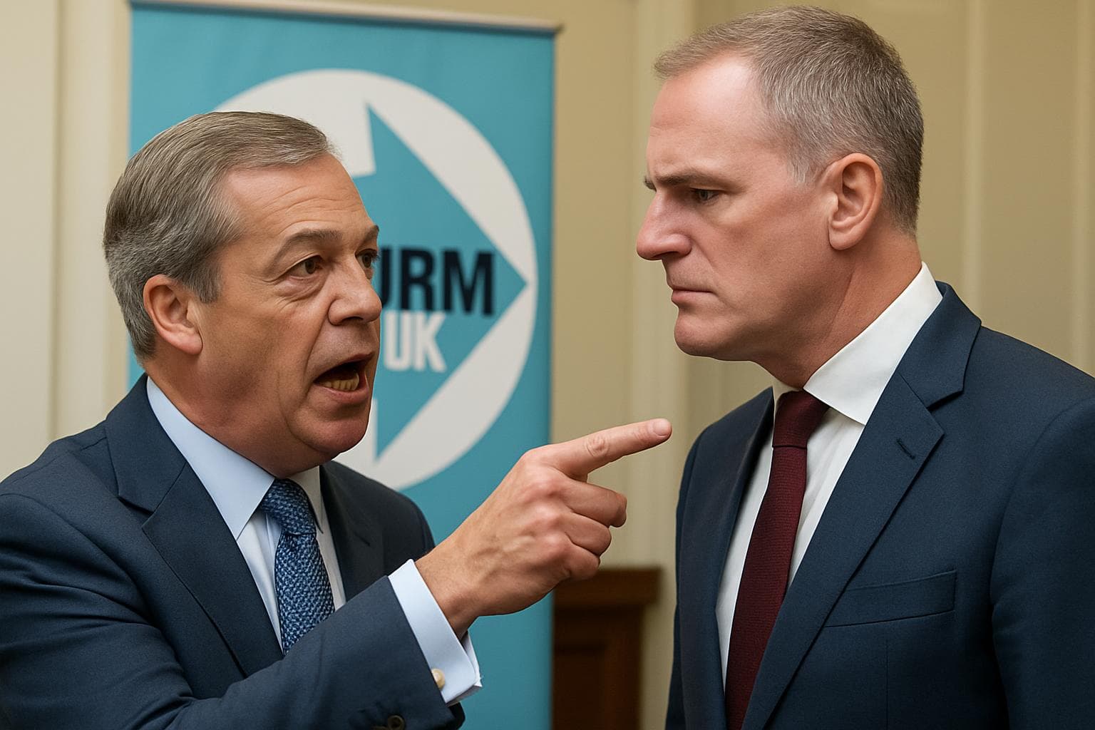 Nigel Farage and Peter Kyle in a heated discussion