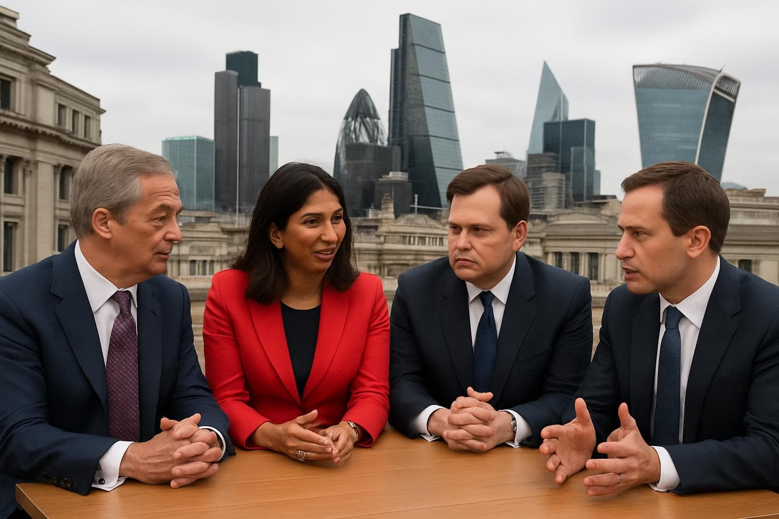 Nigel Farage with Reform UK leaders in London