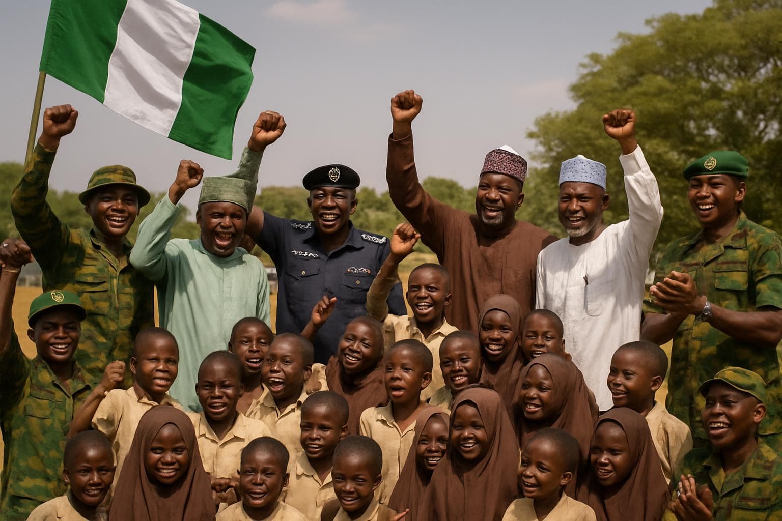 Nigerian authorities celebrating release of 130 schoolchildren