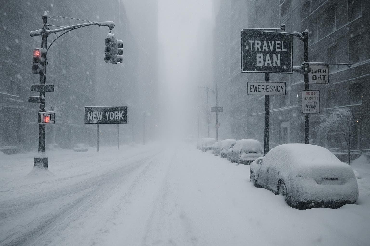 Noreaster storm covering New York in deep snow