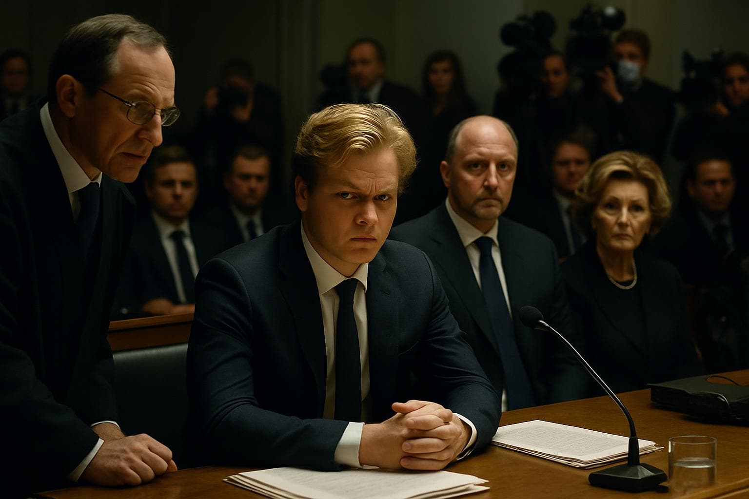 Norwegian royal family in a courtroom with Marius Borg Høiby