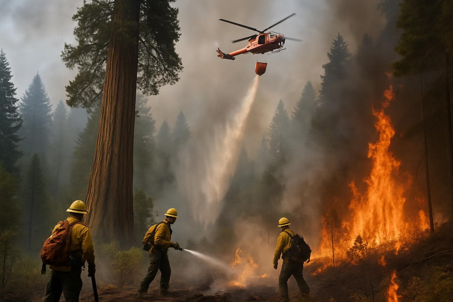 Firefighters in Oregon using helicopters to battle wildfire