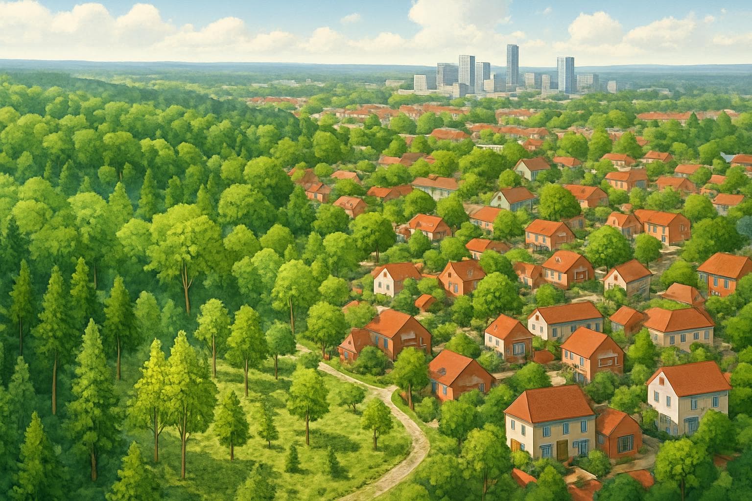 Forest and urban development in Oxford-Cambridge corridor