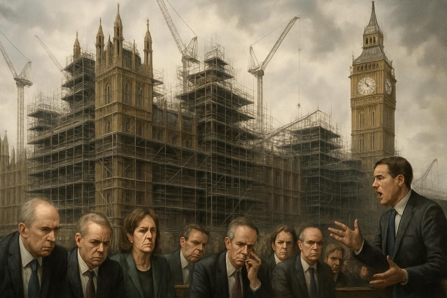 Palace of Westminster with scaffolding during restoration