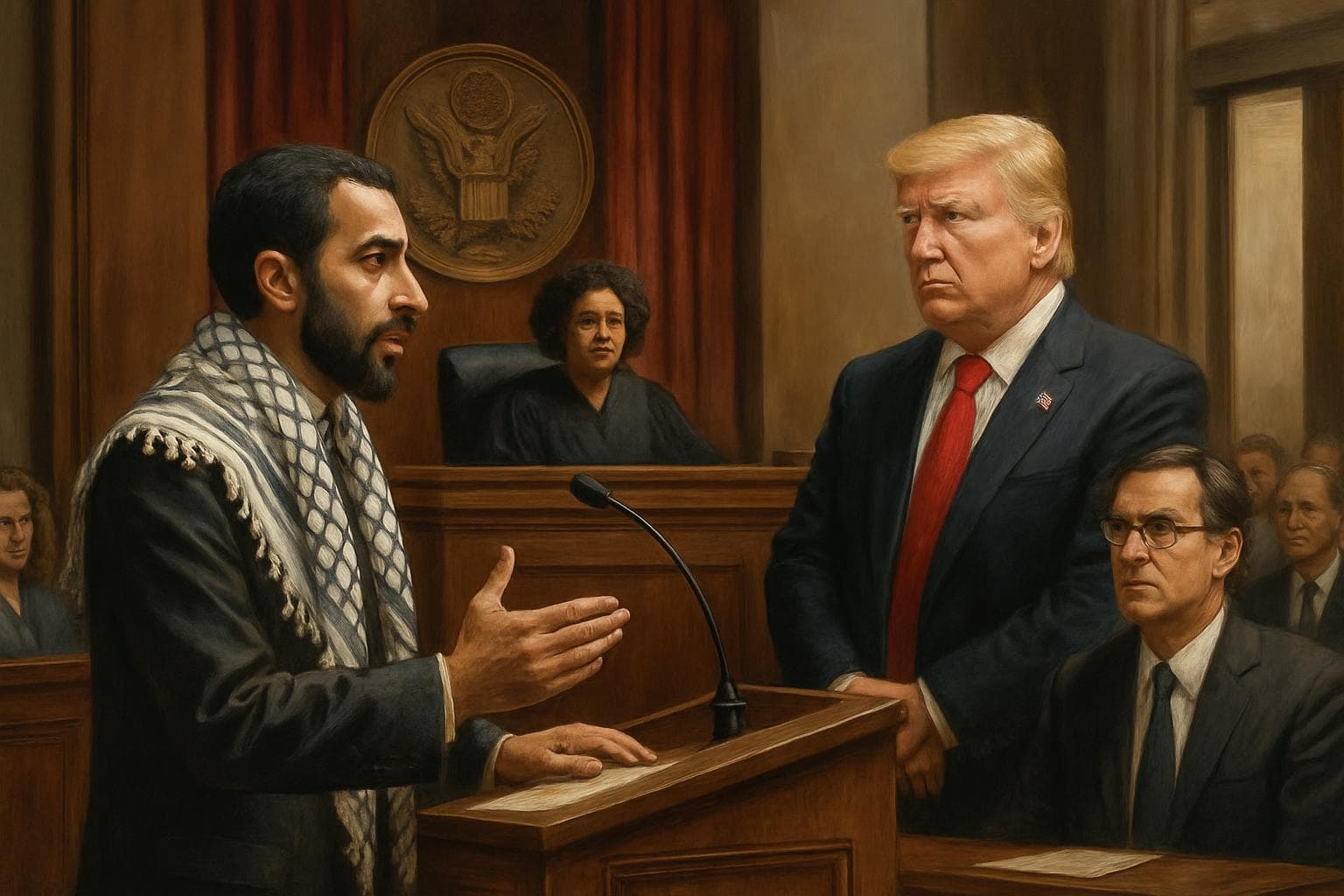 Palestinian activist in courtroom seeking justice