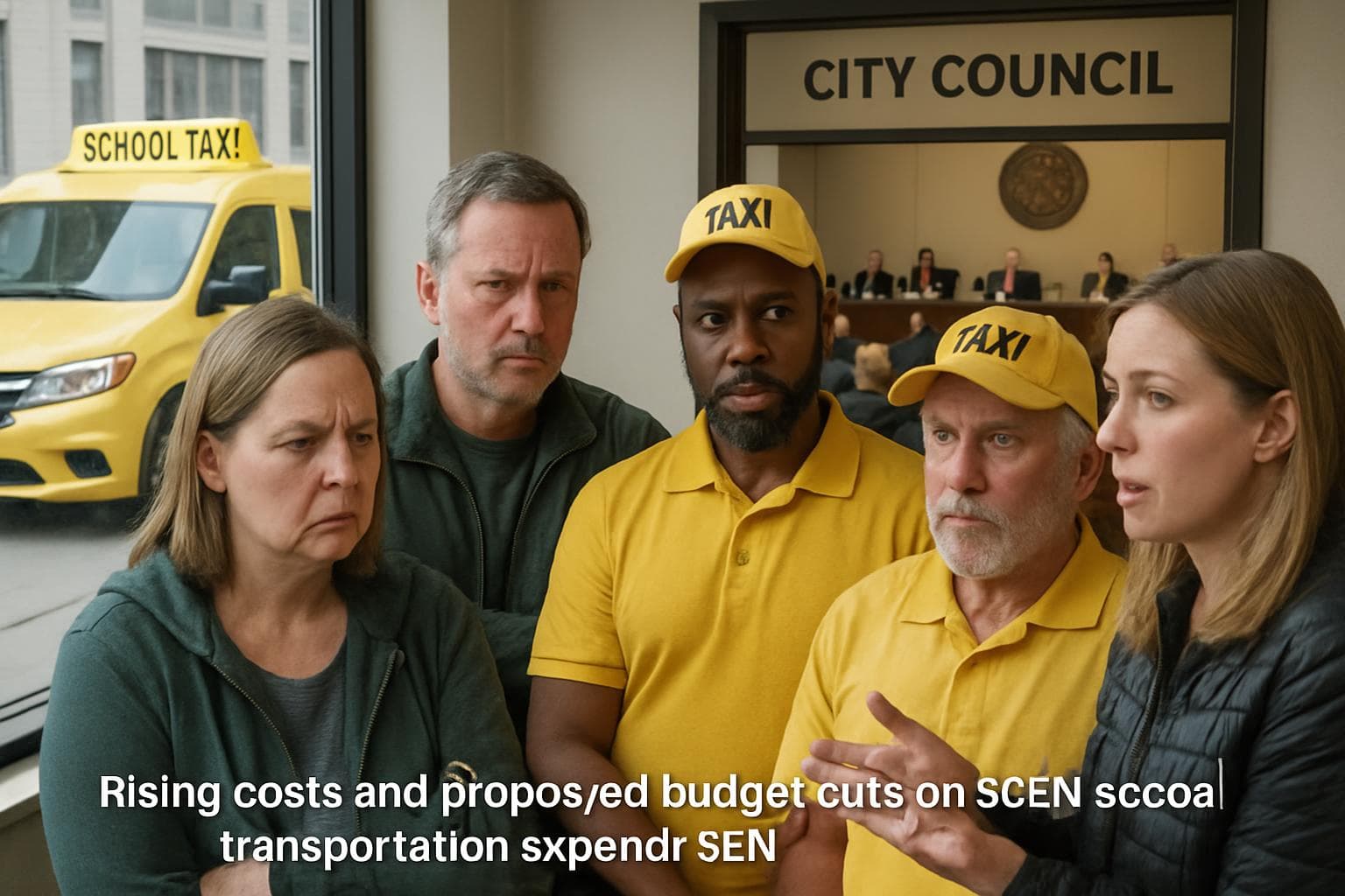 Parents and taxi drivers discuss school transportation issues