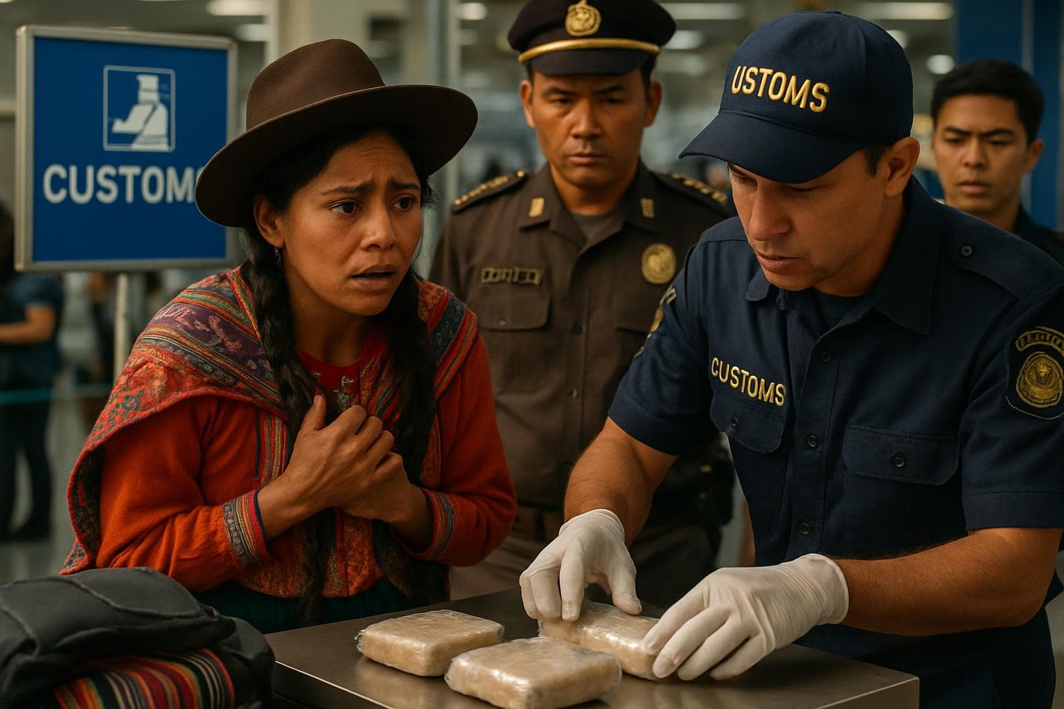 Peruvian woman at Bali airport customs with drugs discovered
