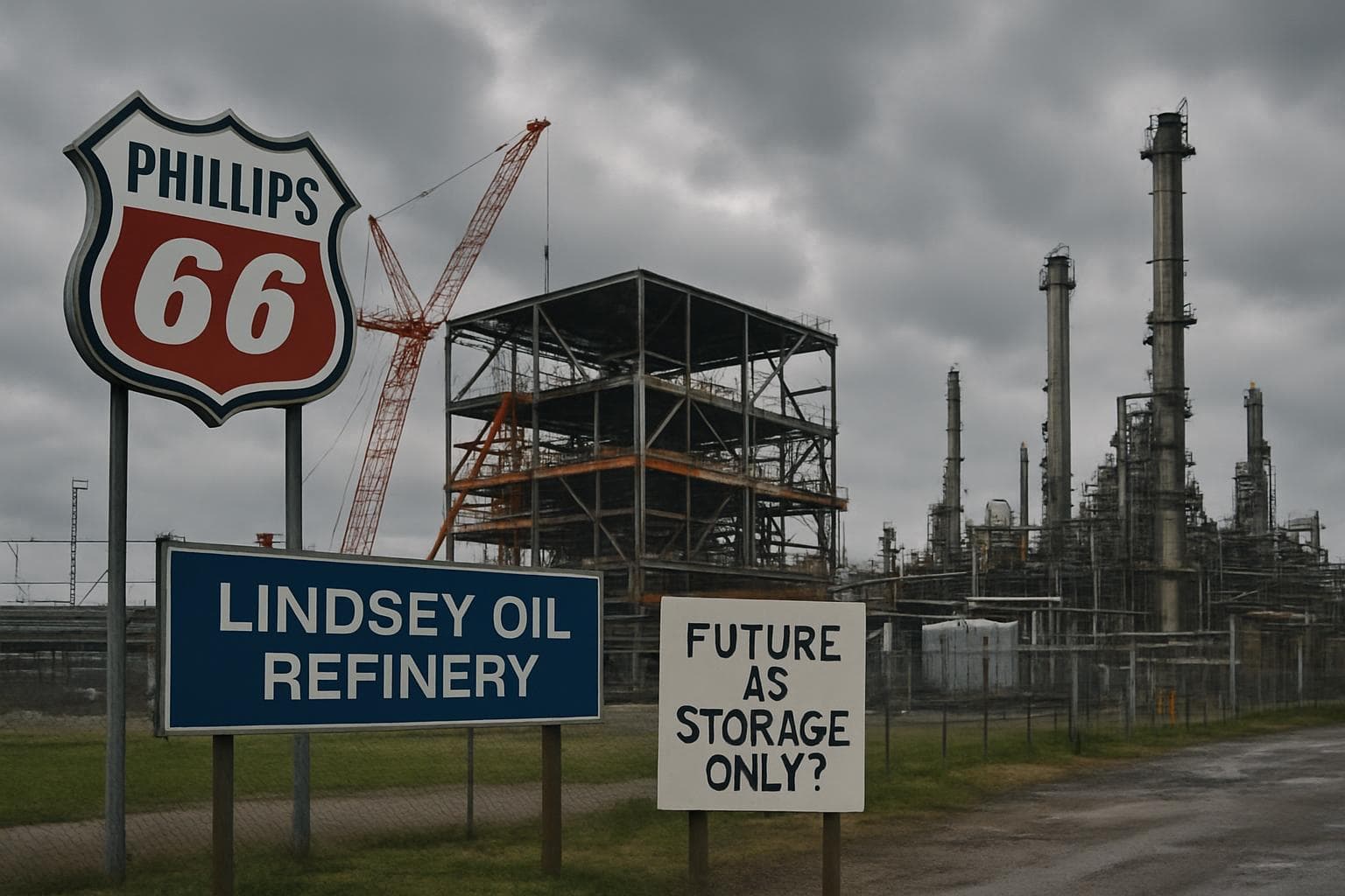 Phillips 66 Lindsey Oil Refinery under cloudy skies