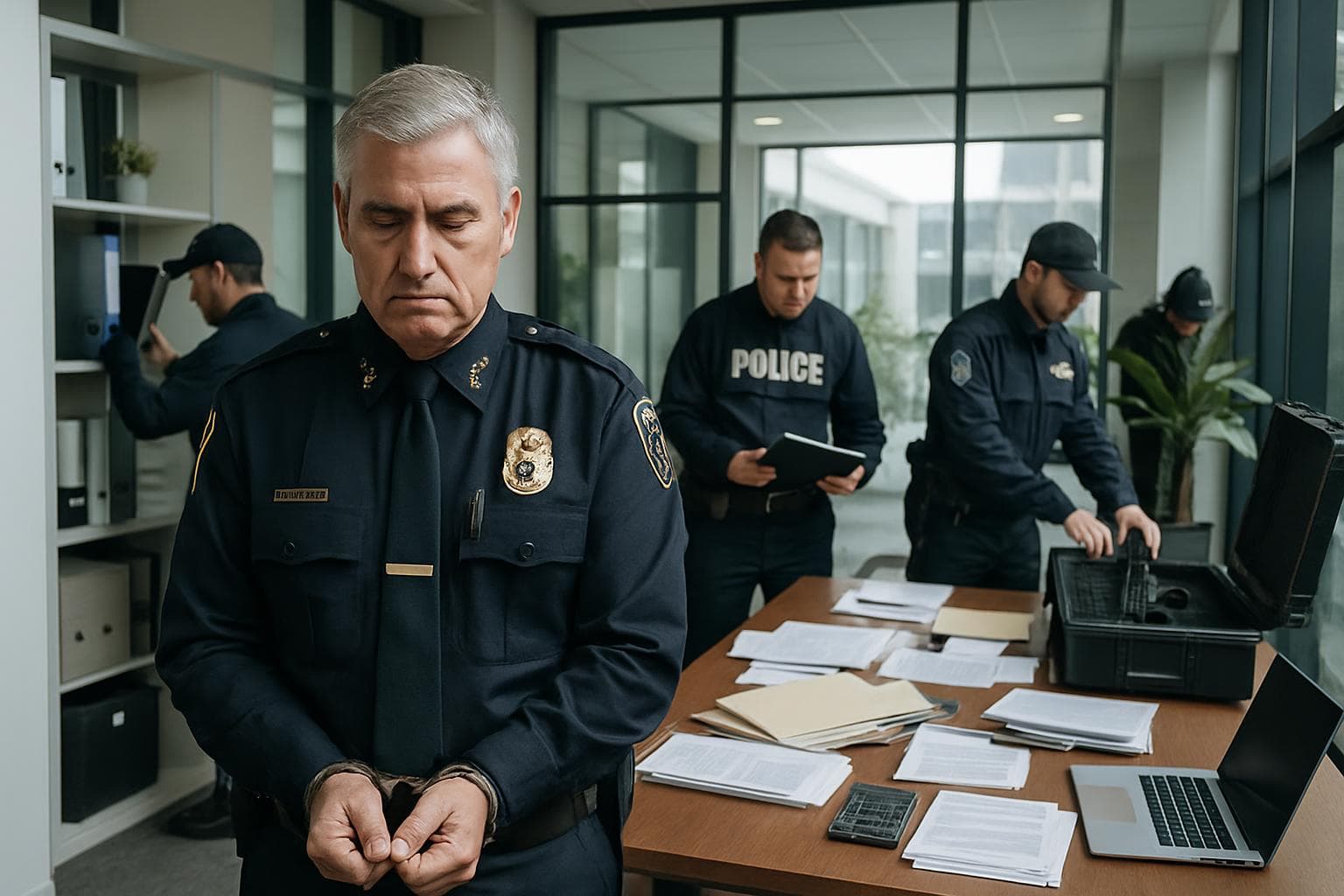 High-ranking police official handcuffed during office raid