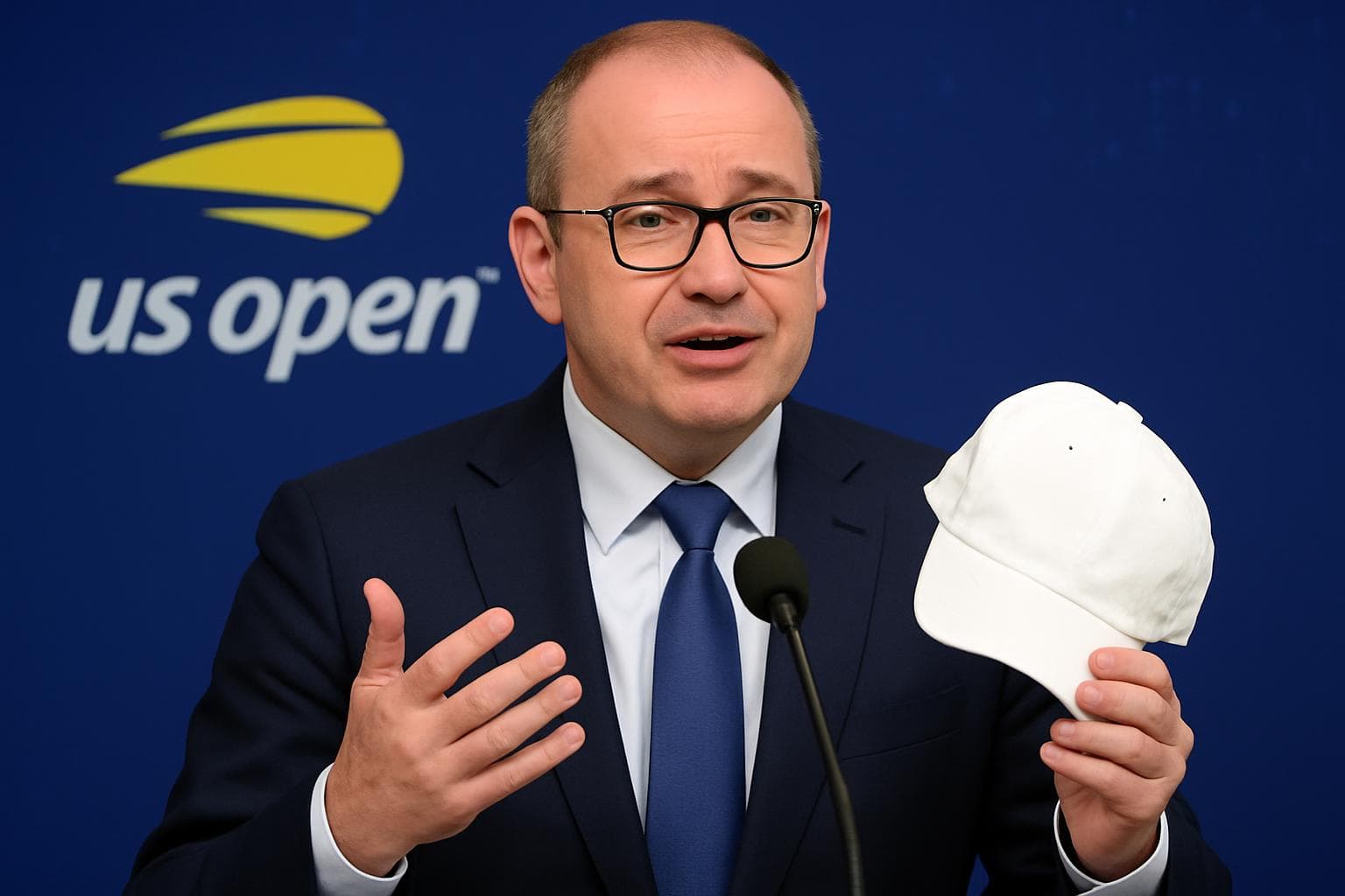Polish CEO apologizing at the US Open for taking a cap