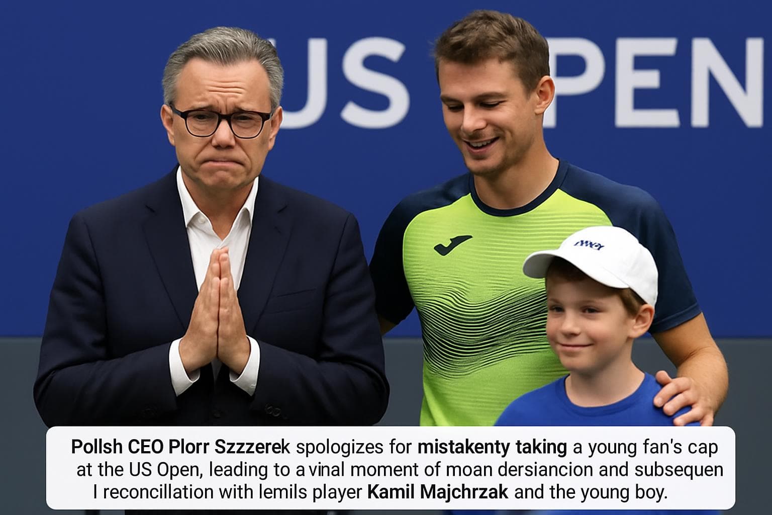Polish CEO Piotr Szczerek apologizing at the US Open