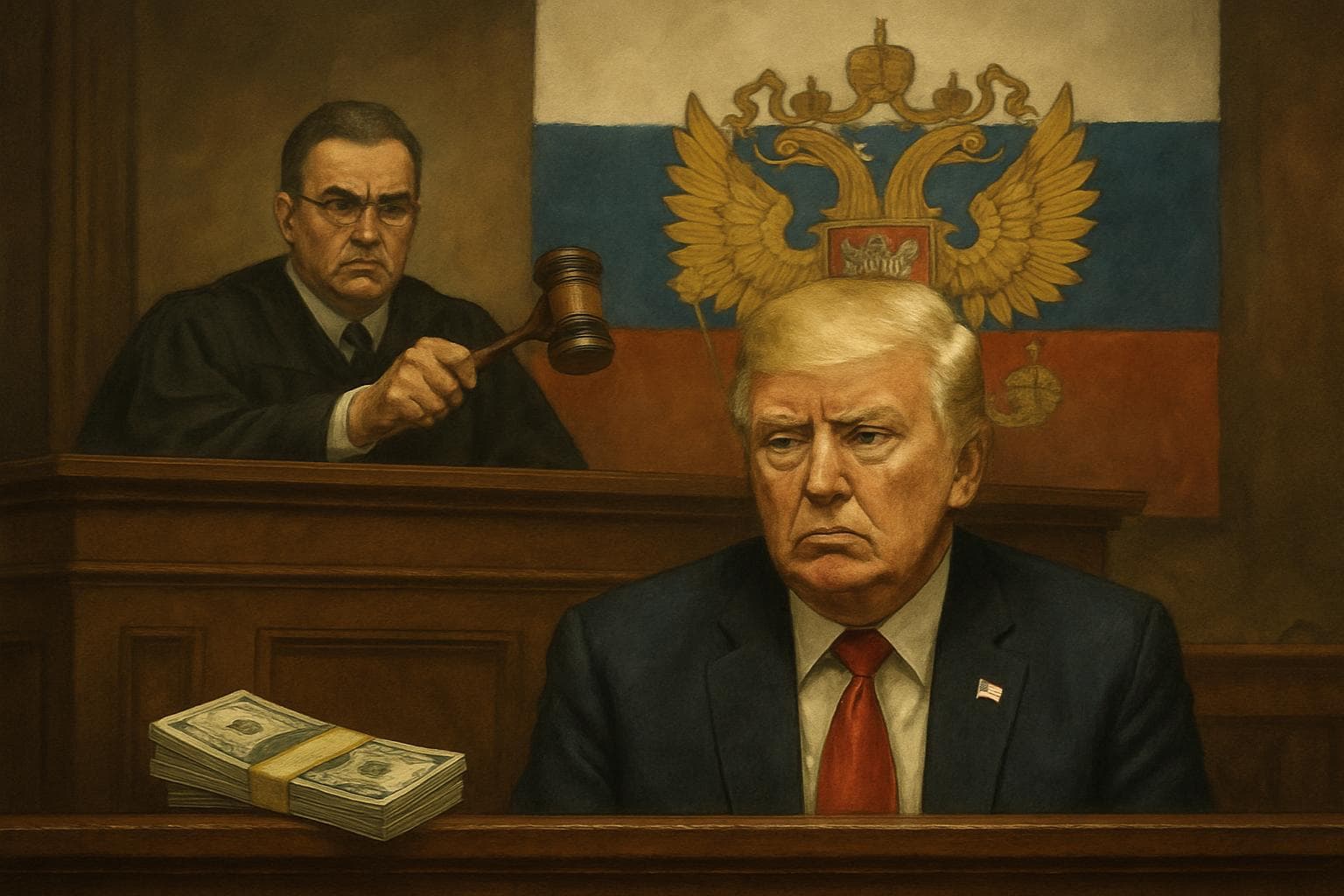 Former political leader in court with Russian symbols
