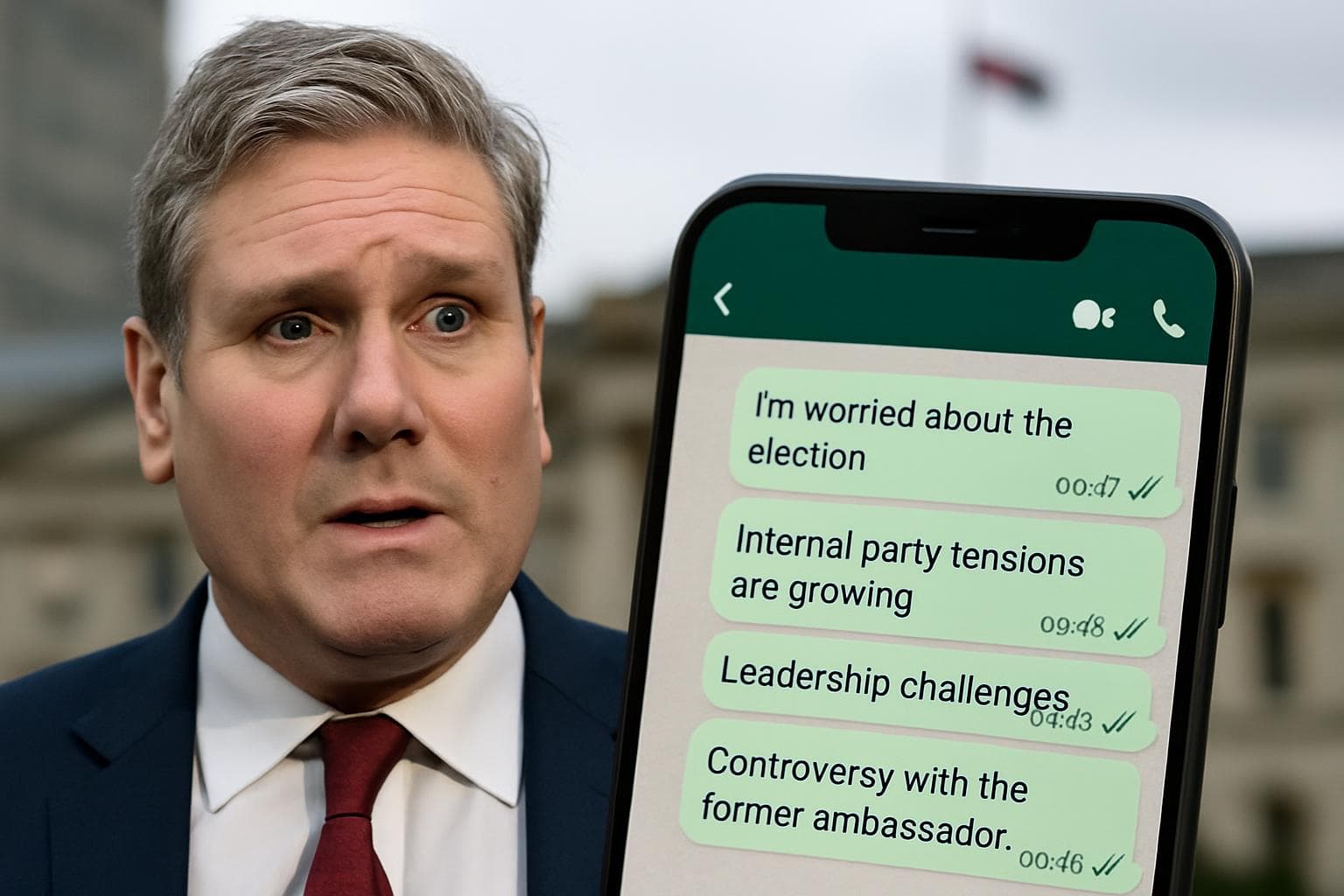 Politician reading WhatsApp messages about election concerns