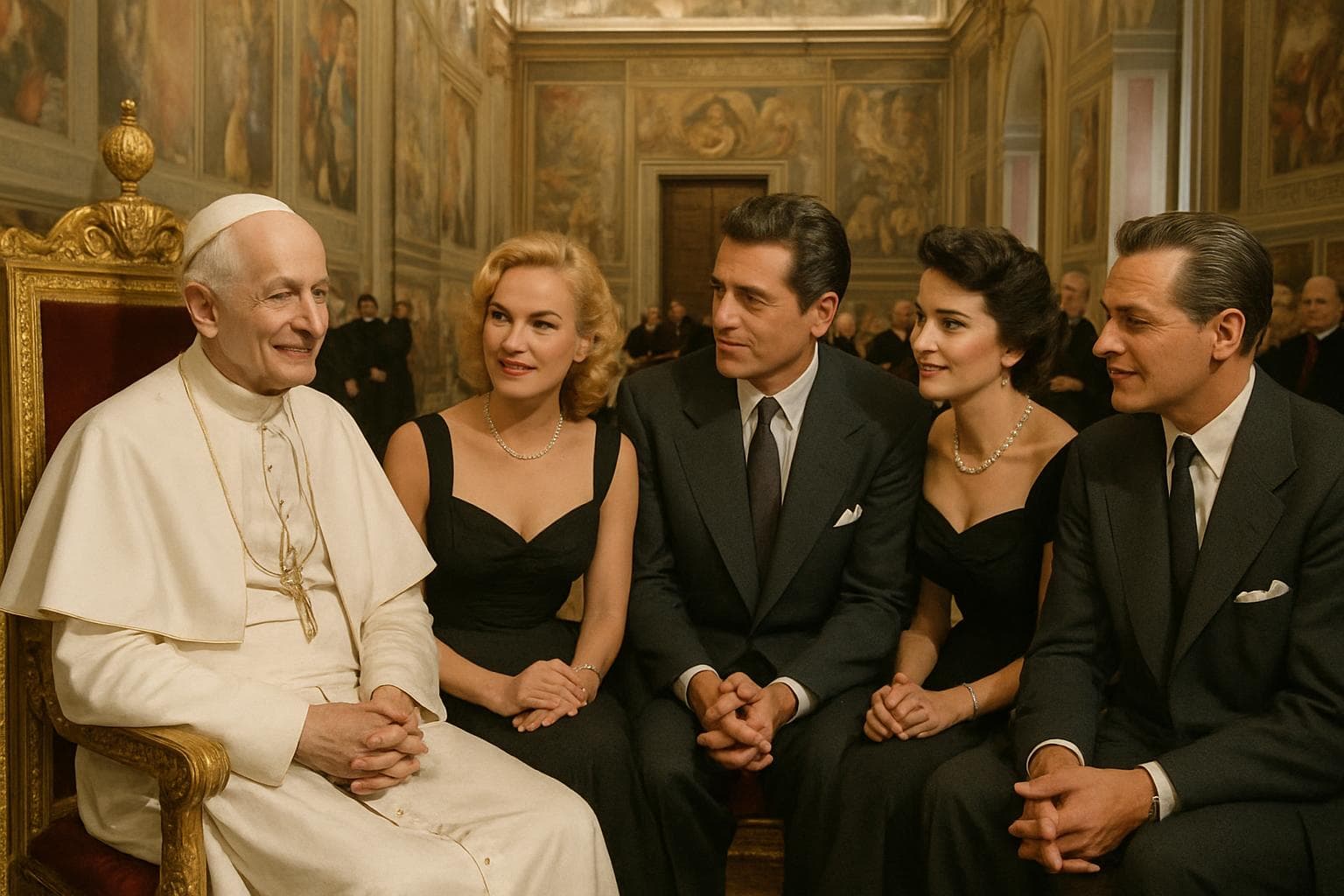 Pope Leo with Hollywood stars in Vatican's Clementine Hall