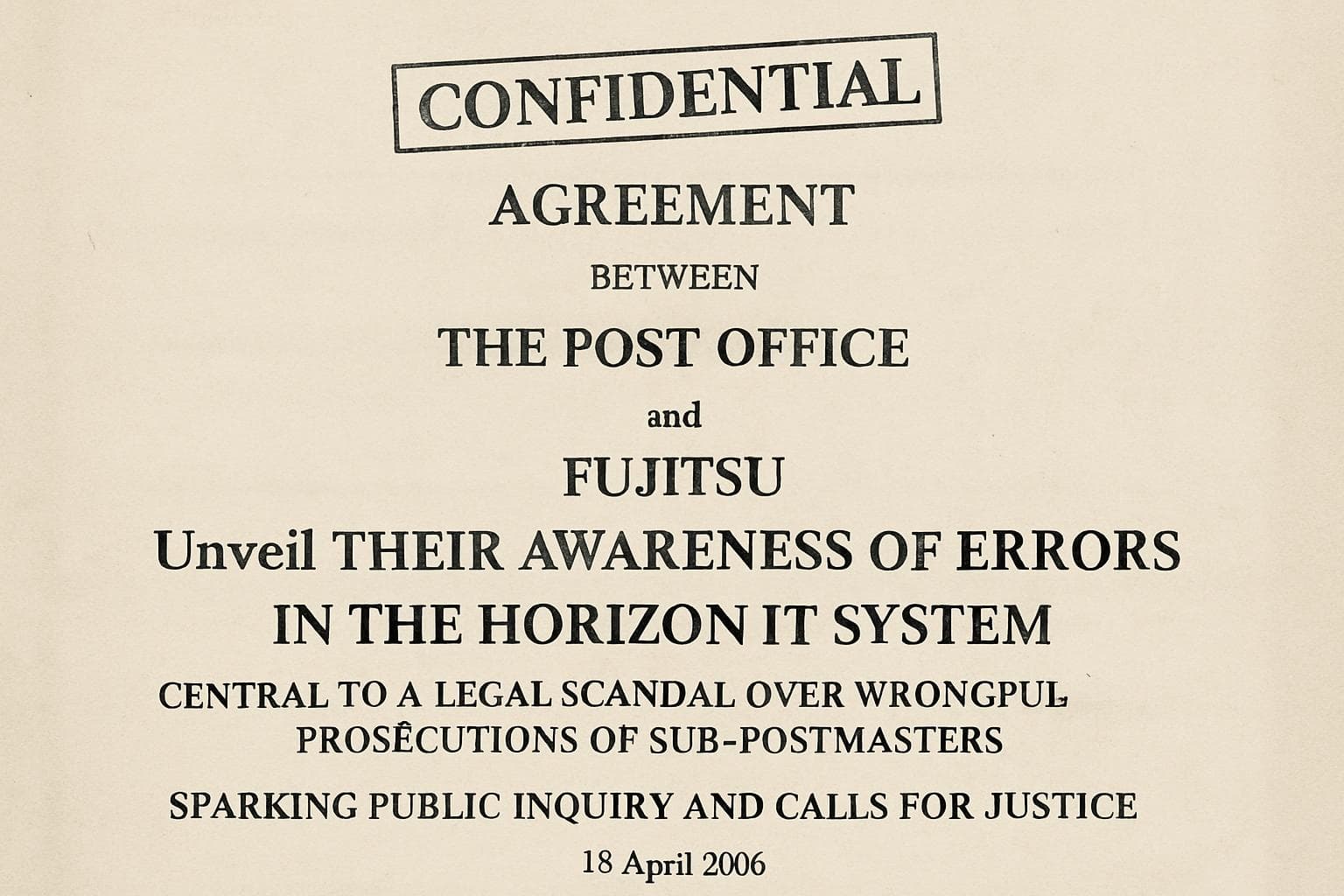 Confidential 2006 agreement between Post Office and Fujitsu