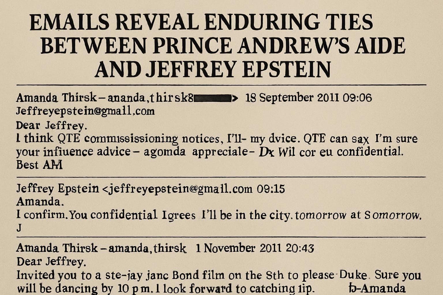Emails between Prince Andrew's aide and Jeffrey Epstein