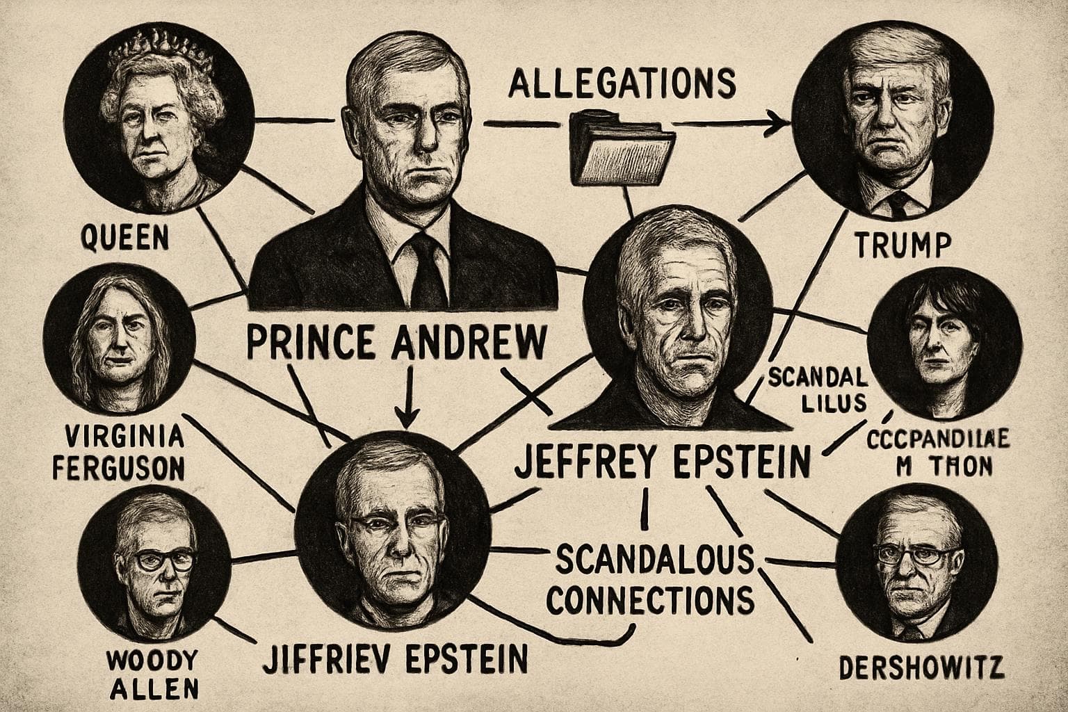 Network of royal figures and personalities linked to scandal