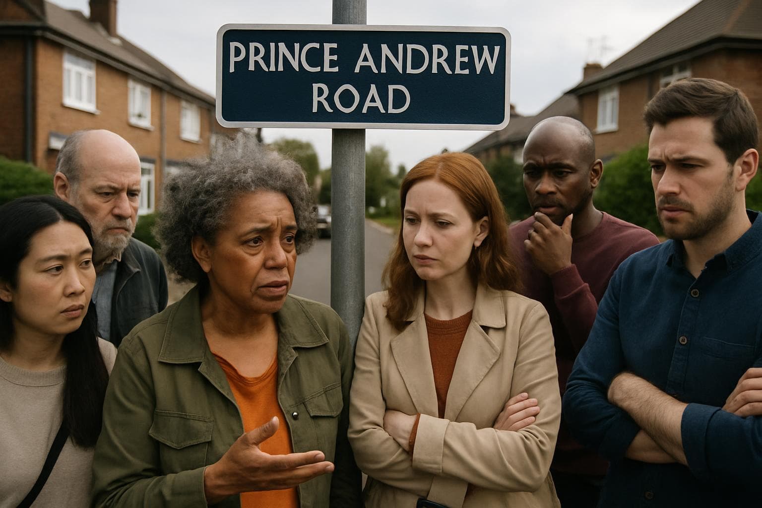 Residents discussing renaming Prince Andrew Road
