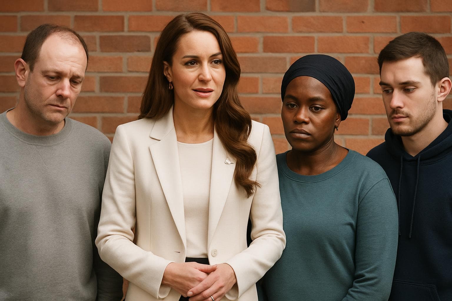 Princess of Wales standing with people affected by addiction