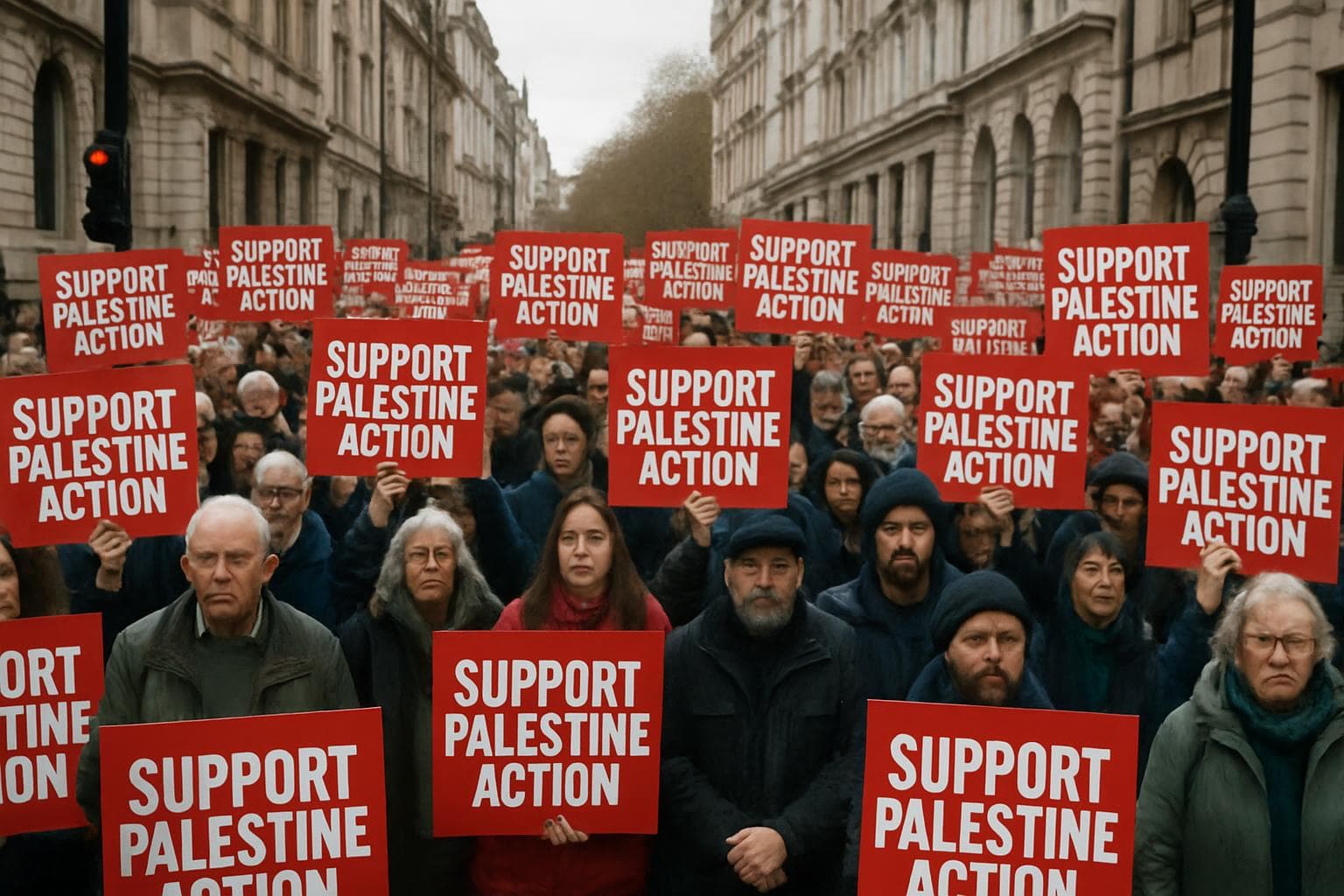 Protesters in London supporting Palestine Action