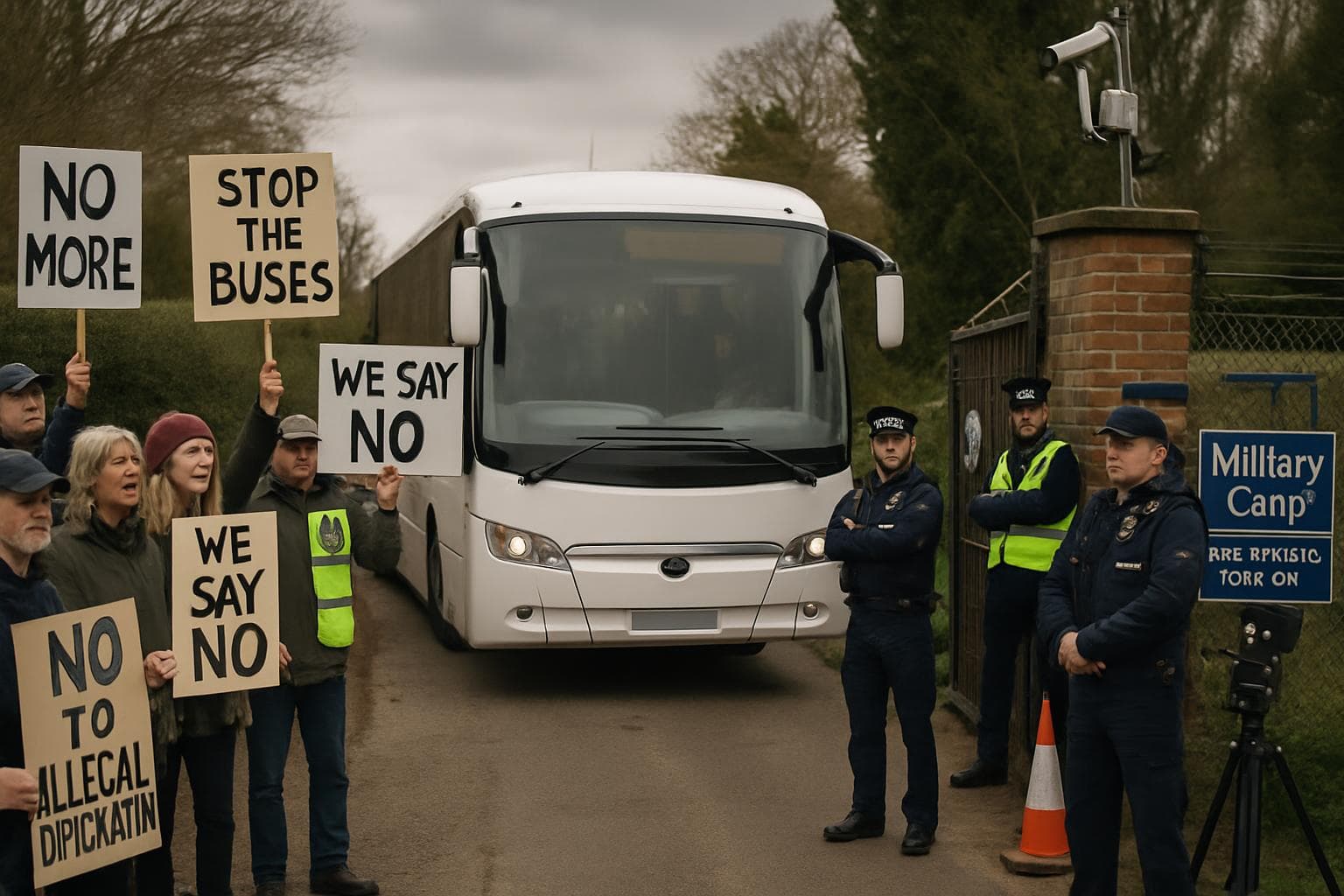 Protesters outside former military camp in Crowborough