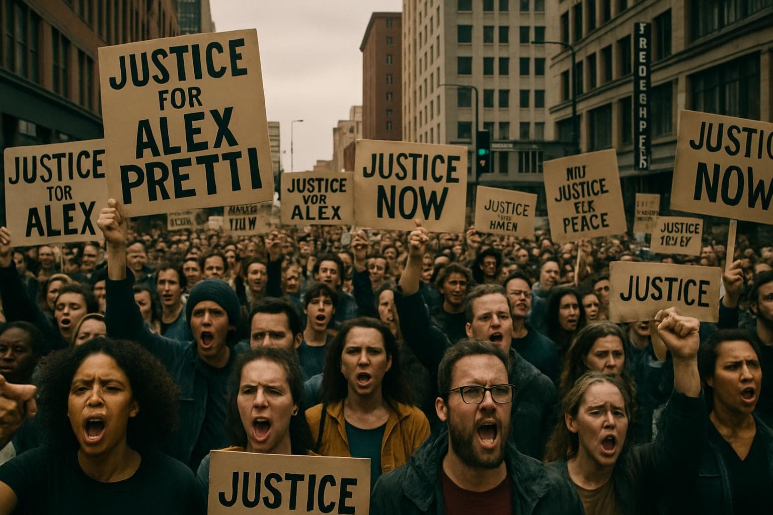 Protesters marching with signs for justice in Minneapolis
