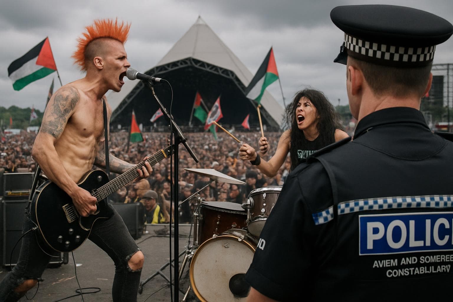 Punk duo performing at Glastonbury festival