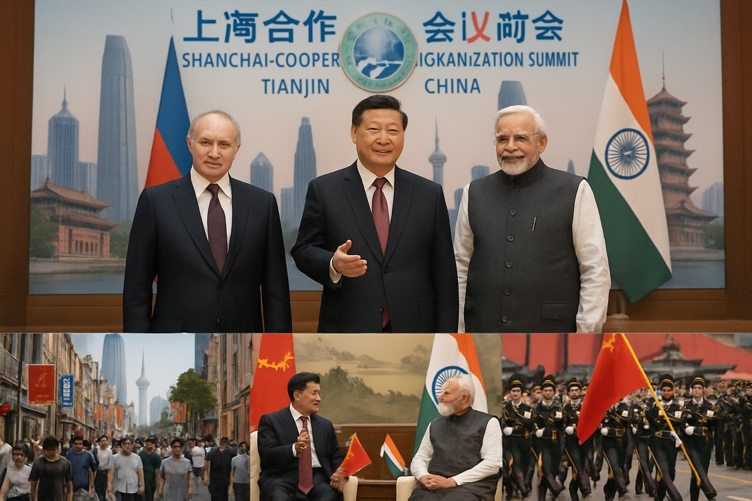 Putin, Modi, and Xi at the SCO summit in Tianjin