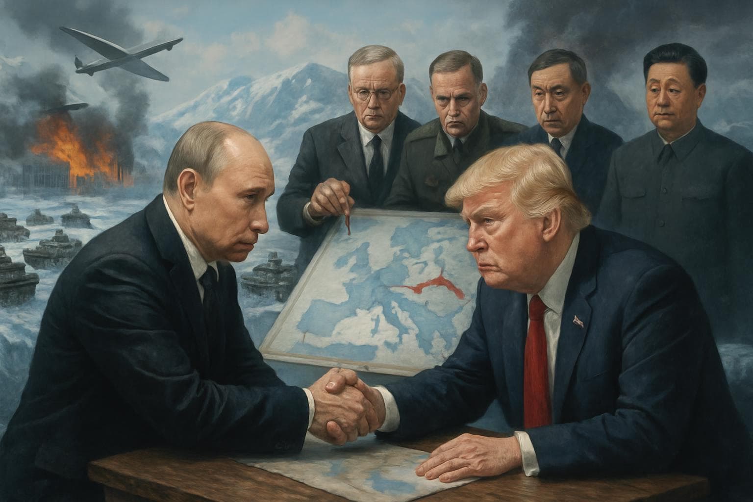 Putin and Trump in a tense meeting in icy Alaska