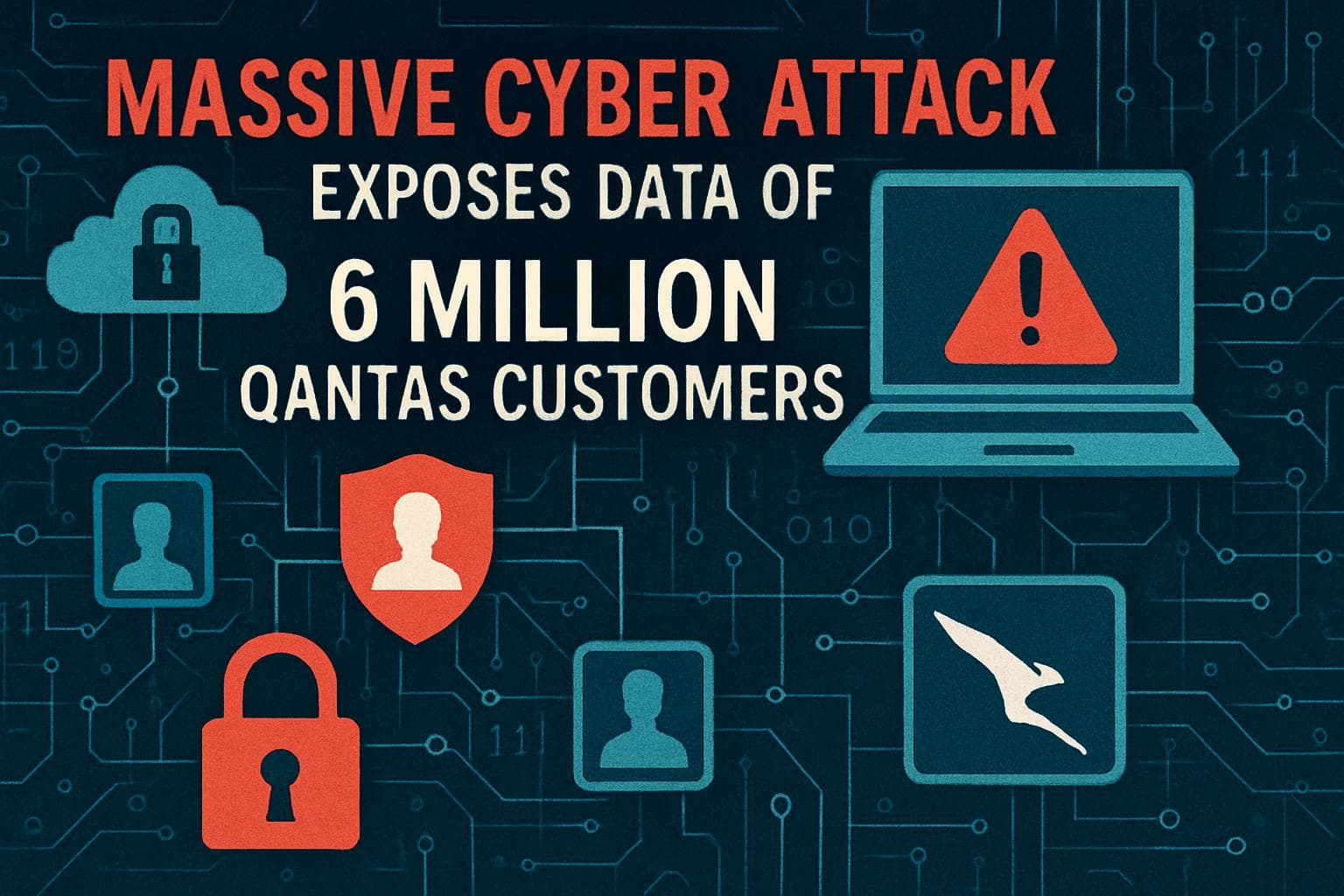 Digital web illustrating Qantas data breach