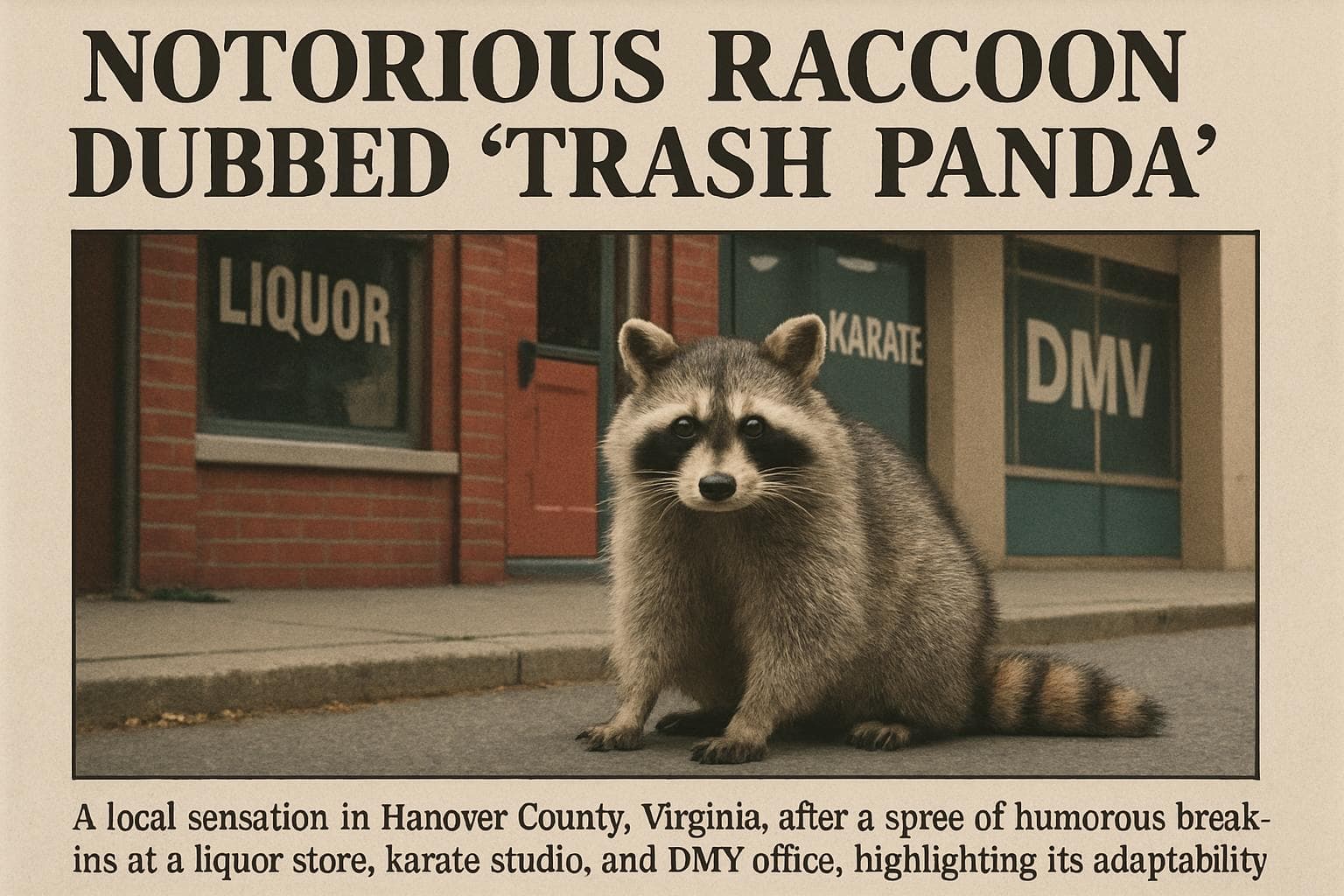 Raccoon outside a liquor store in Hanover County