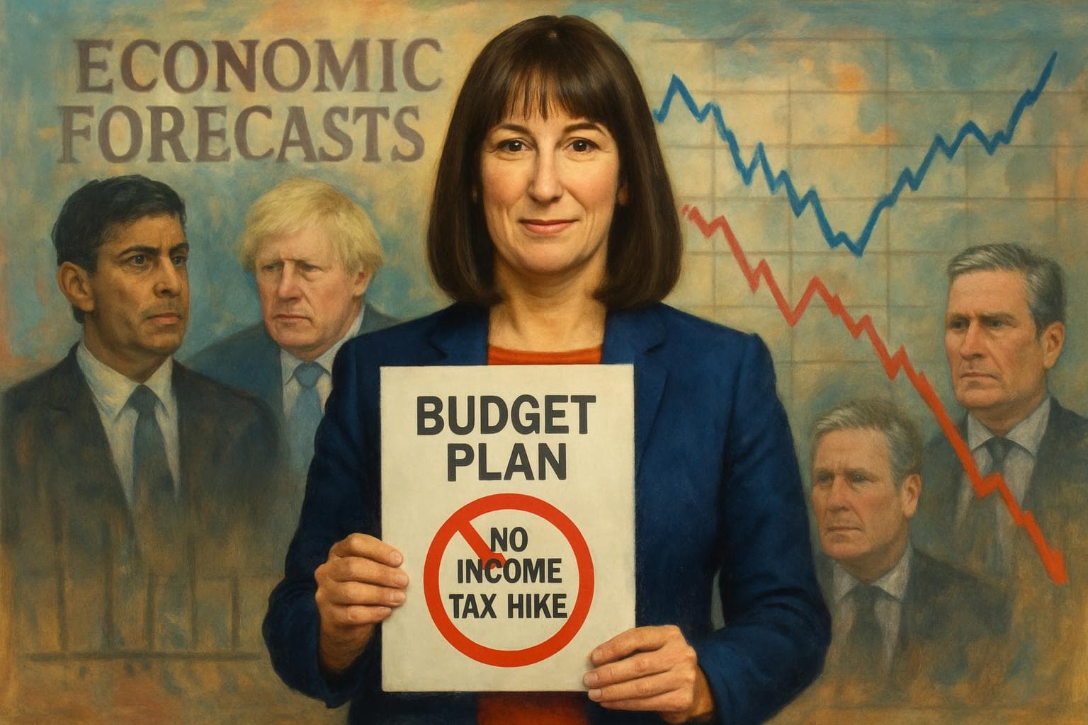 Chancellor Rachel Reeves holds budget plan with no tax hike symbol