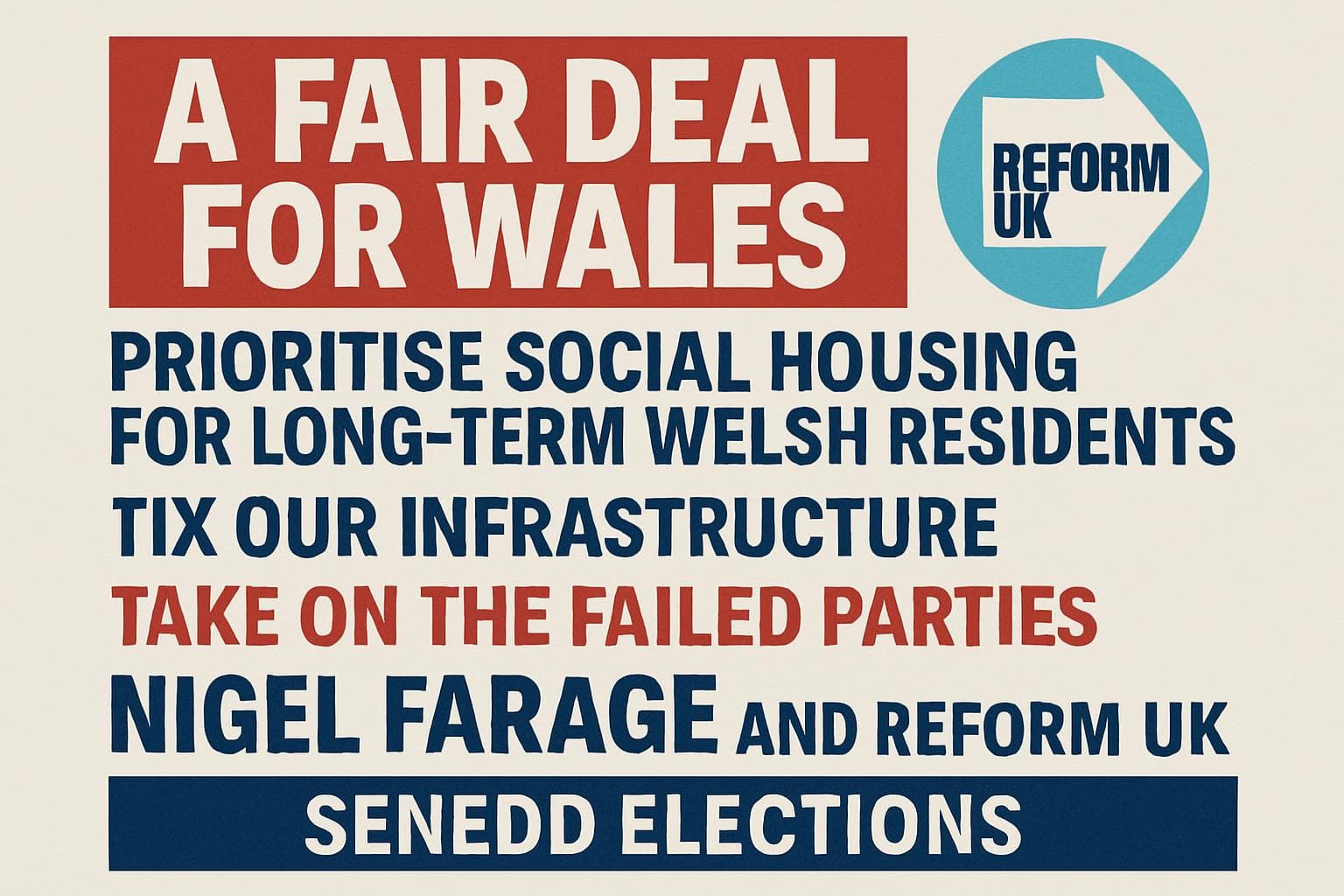 Nigel Farage presenting Reform UK's manifesto for Welsh politics