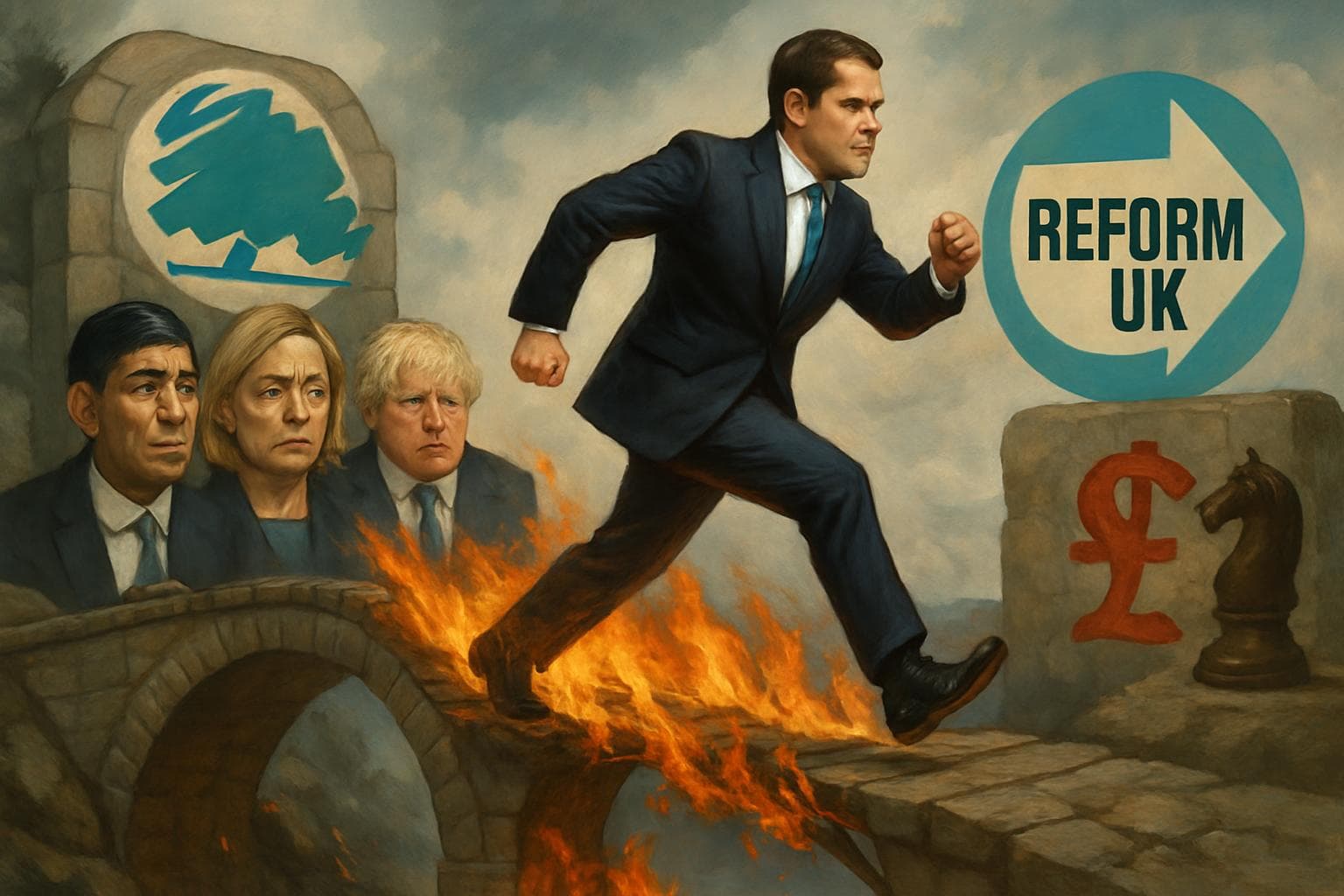 Robert Jenrick crossing a symbolic bridge between political parties