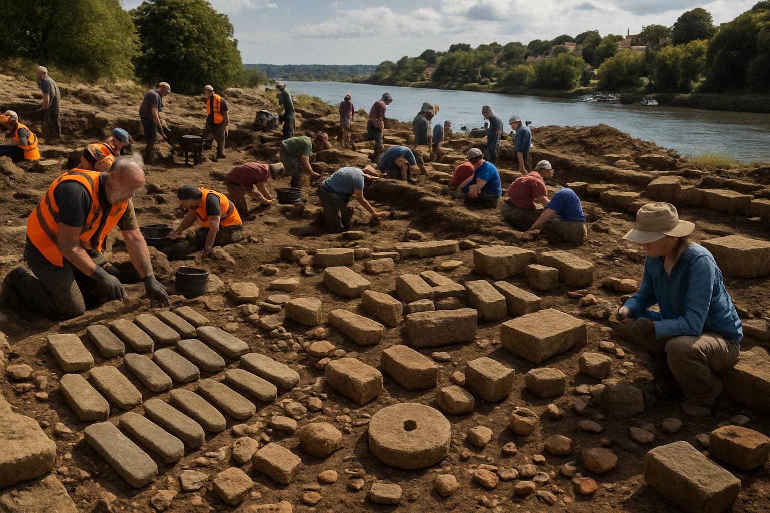 Archaeologists and volunteers at Roman site near Sunderland
