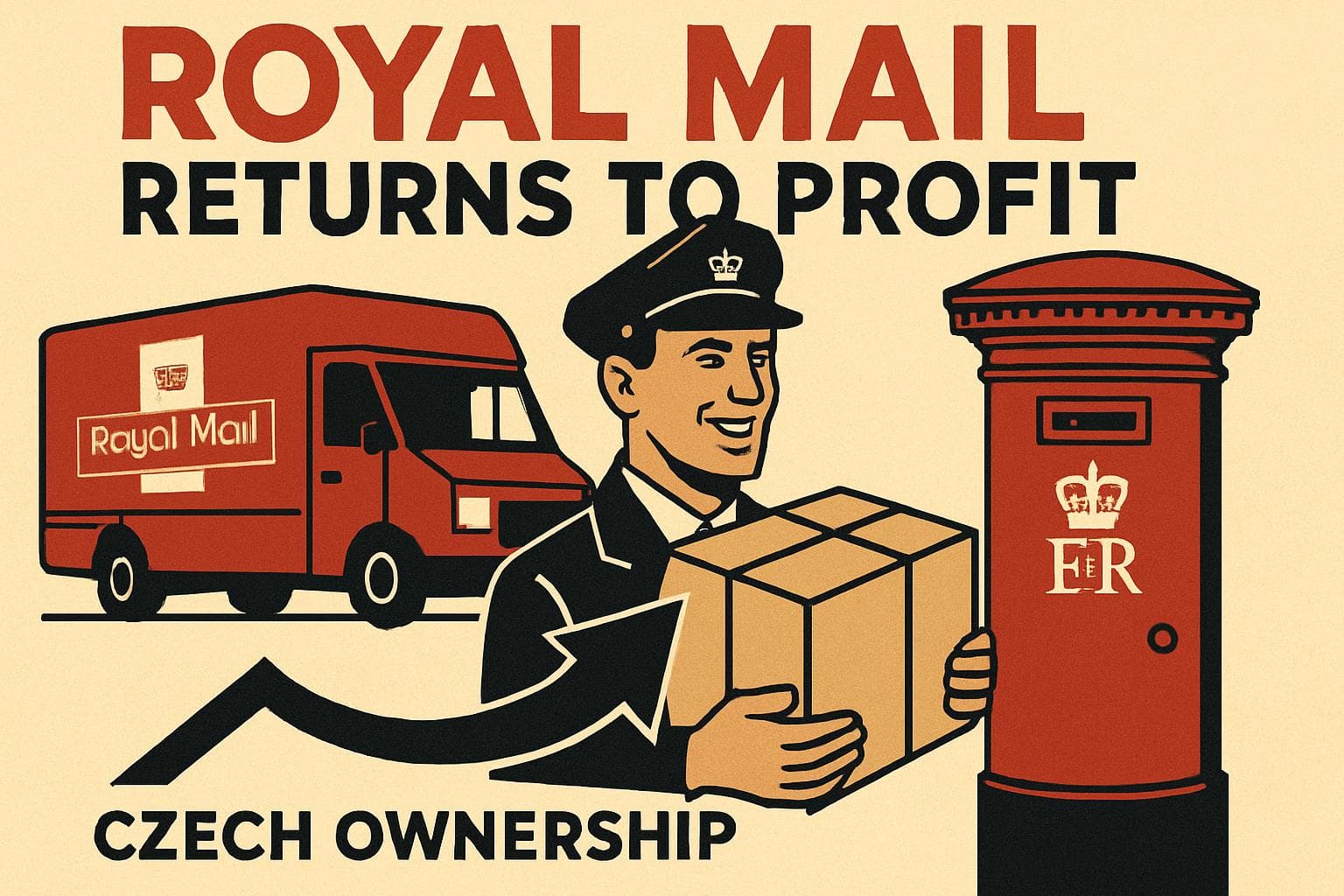Royal Mail logo with Czech flag background