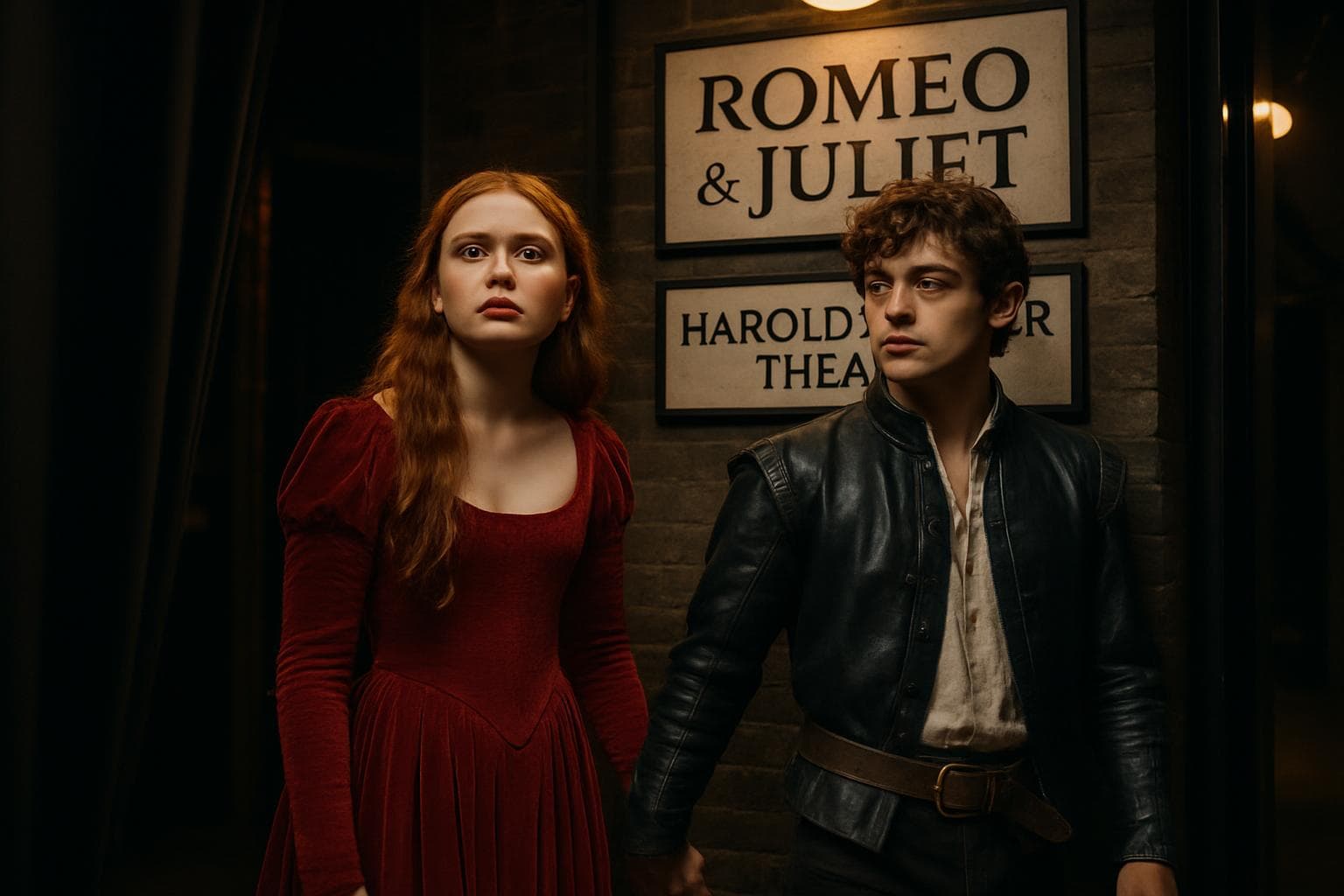 Sadie Sink and Noah Jupe as Romeo and Juliet on stage