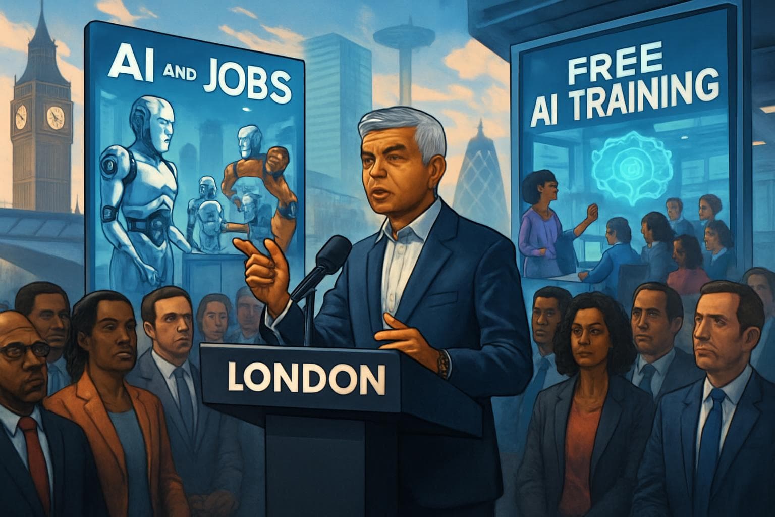 Mayor Sadiq Khan addressing taskforce and citizens in London