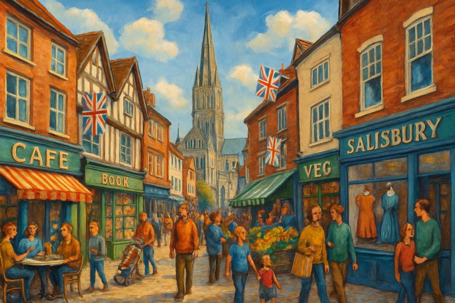 Salisbury cityscape with thriving local businesses