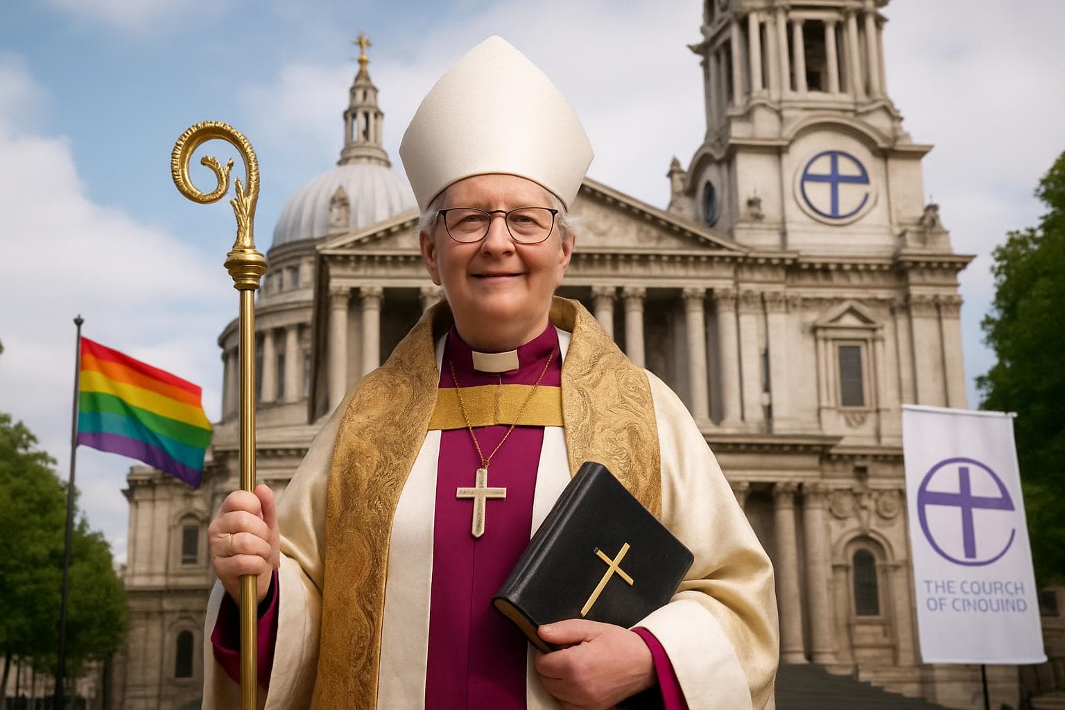 Dame Sarah Mullally in archbishop's attire at St Paul's Cathedral