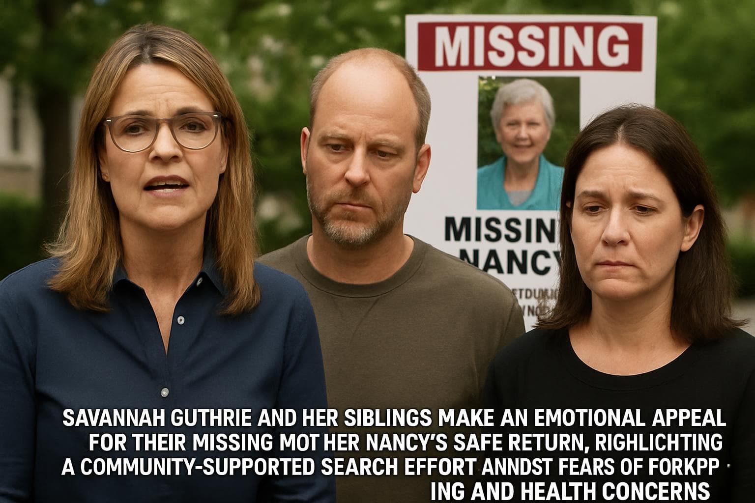 Savannah Guthrie with siblings appealing for missing mother