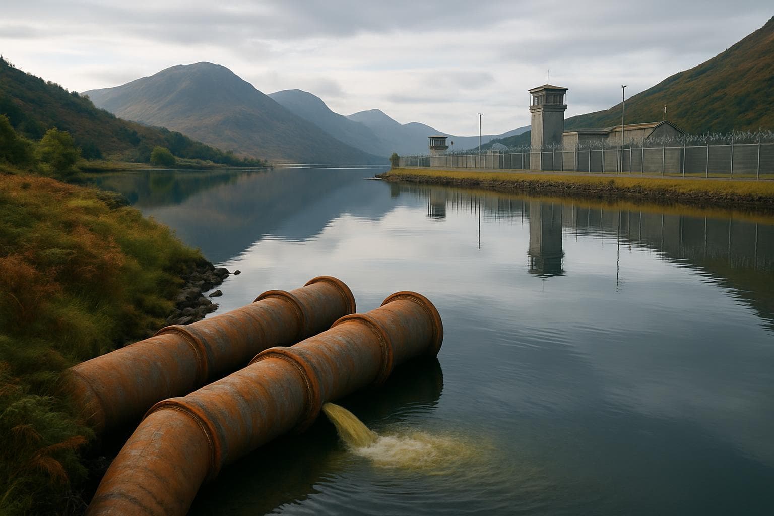 Scottish loch with military base and aging pipes
