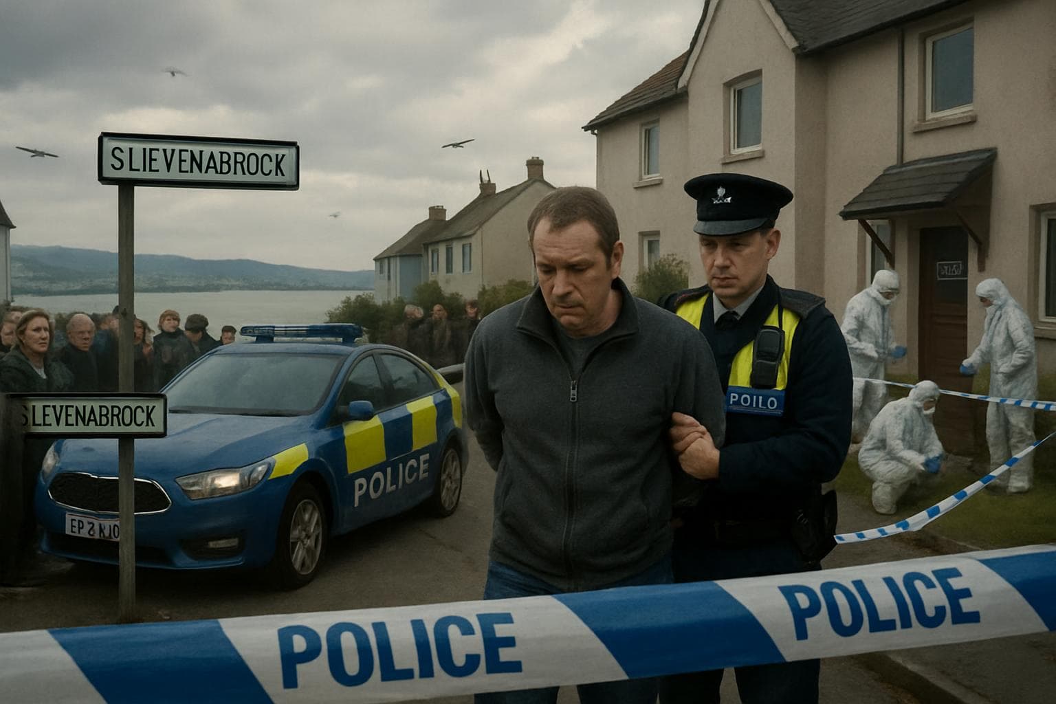Police activity at a house on Slievenabrock Avenue