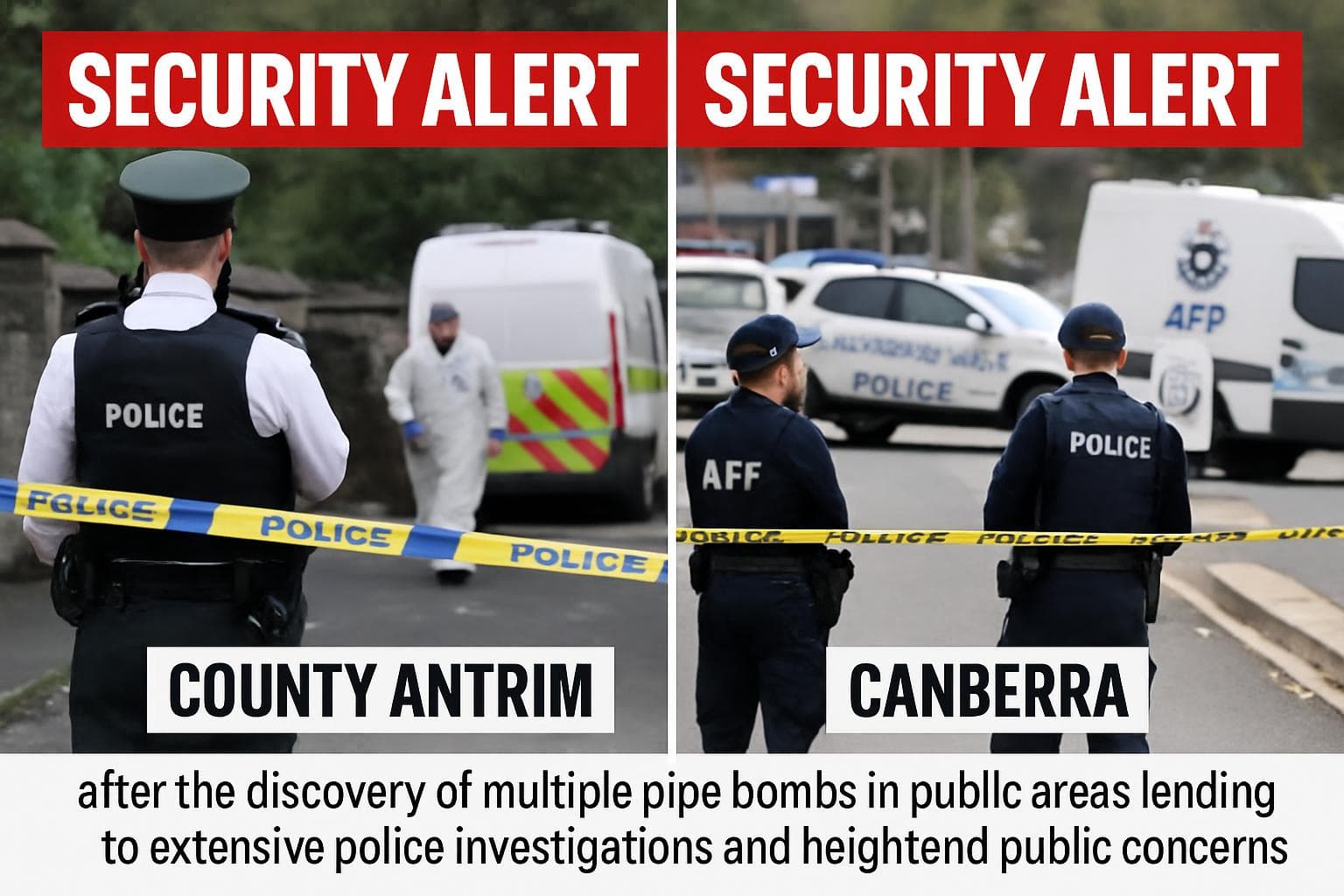 Police investigating pipe bombs in Antrim and Canberra