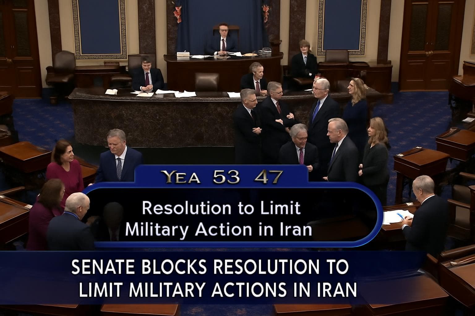 US Senate chamber during a closely divided vote