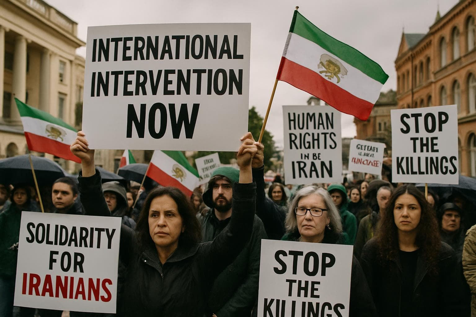 Protesters in Cheltenham and Bristol supporting Iran