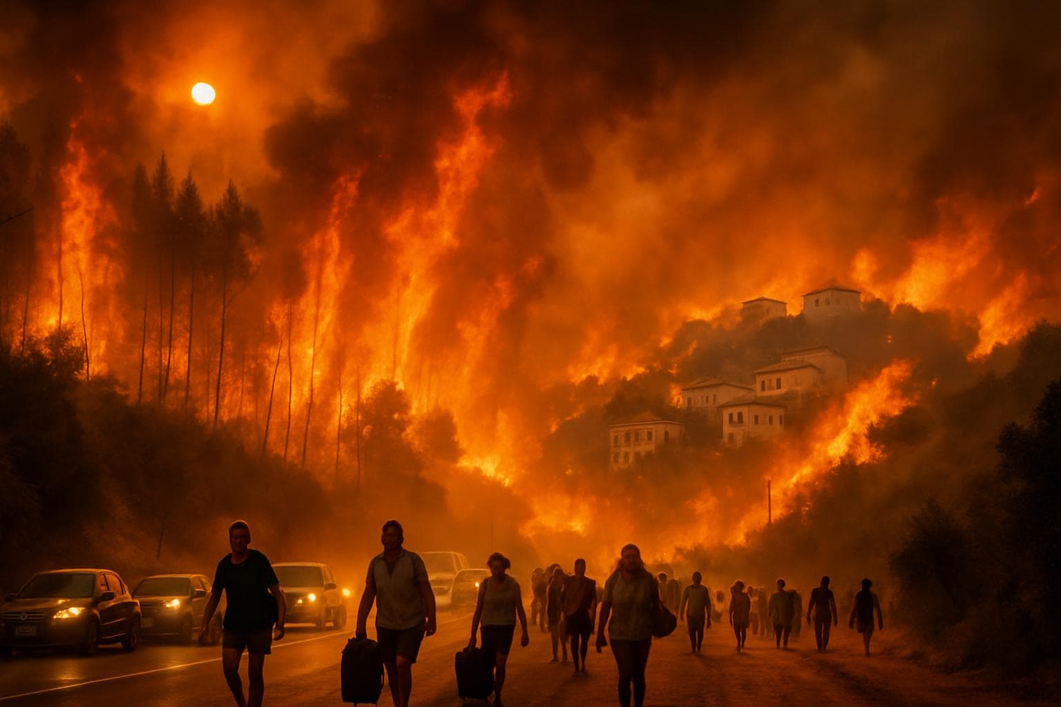 Wildfires in Southern Europe during a severe heatwave