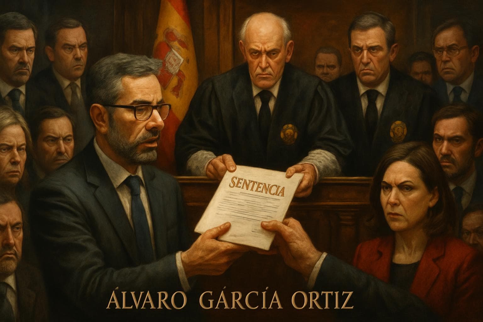 Spain's Attorney General Álvaro García Ortiz in courtroom receiving verdict