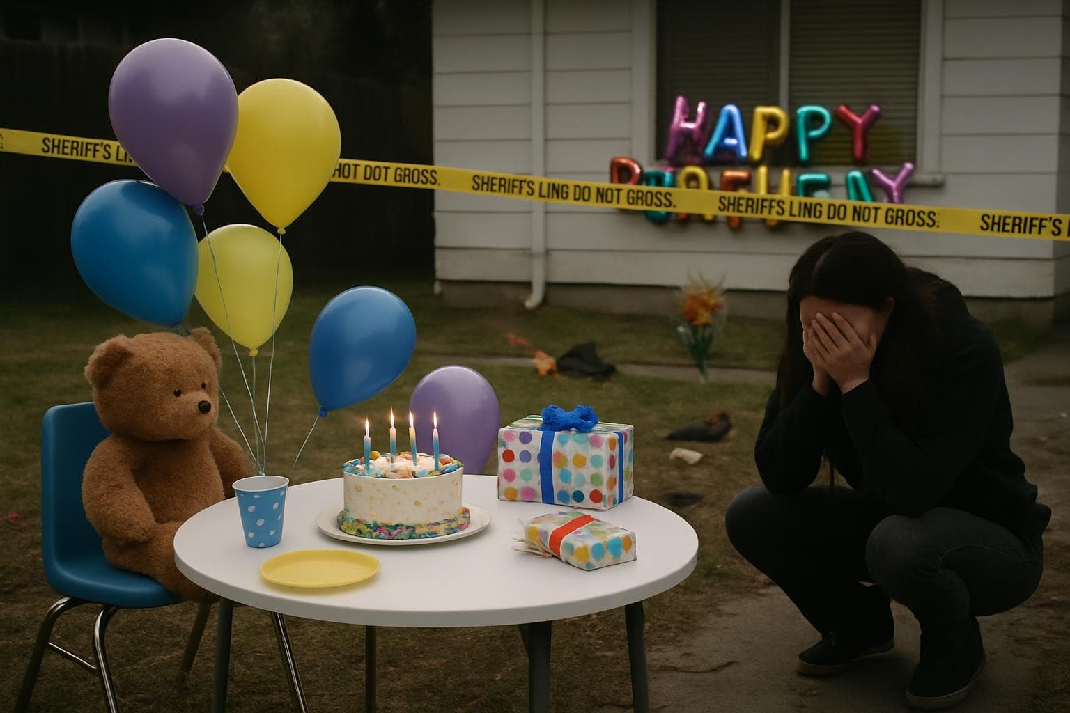 Scene of a child's birthday party disrupted by a shooting