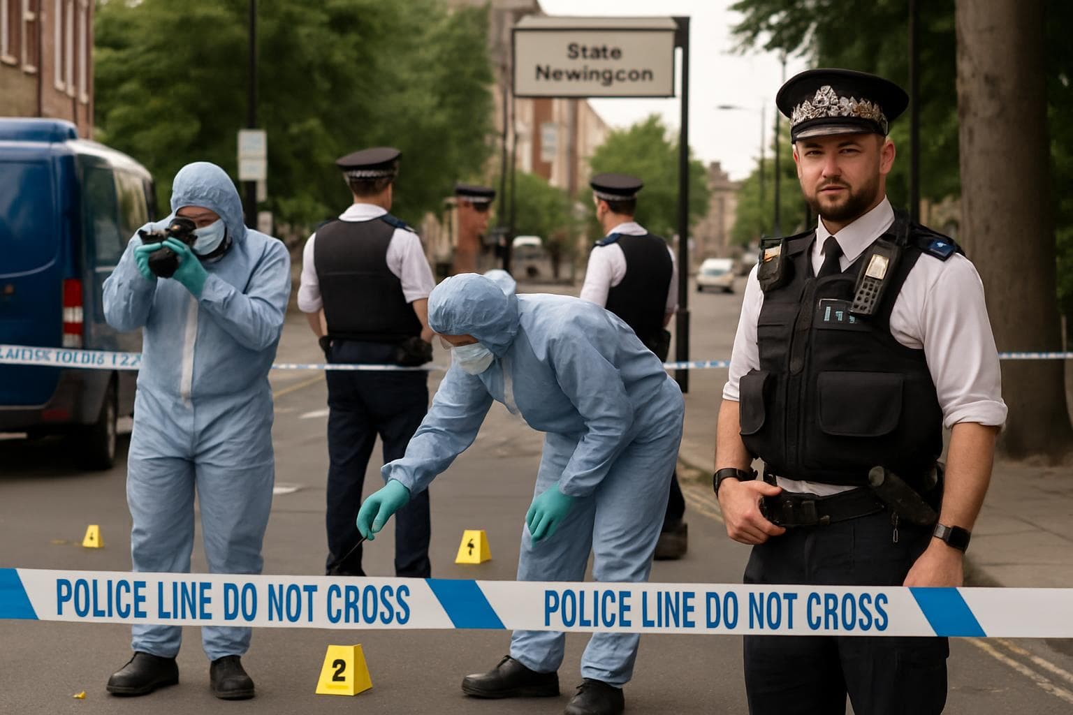 Forensic team at a crime scene in Stoke Newington